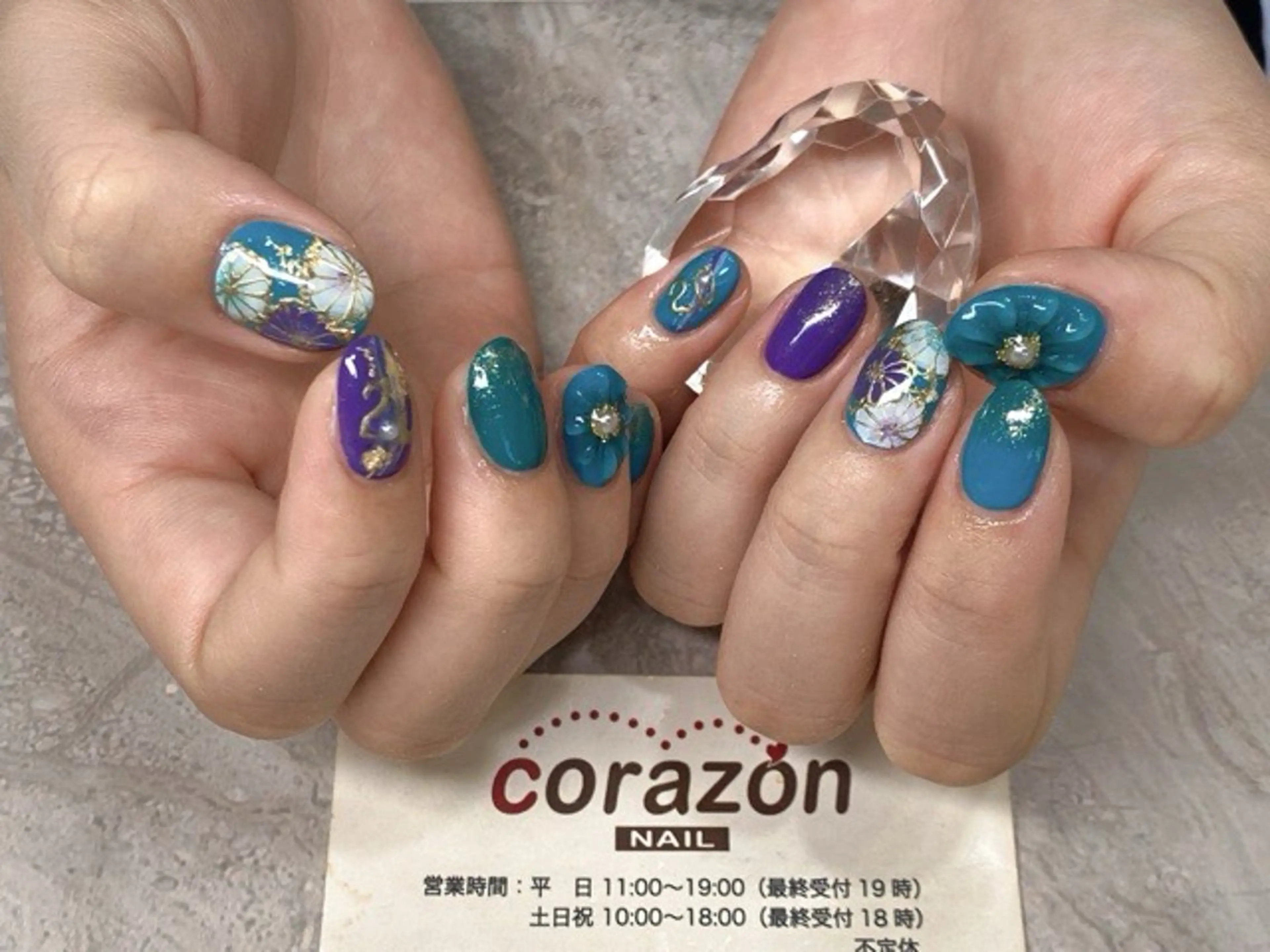 ネイル 成人式 グリーン corazon所属・ネイリスト aicoのネイルデザイン