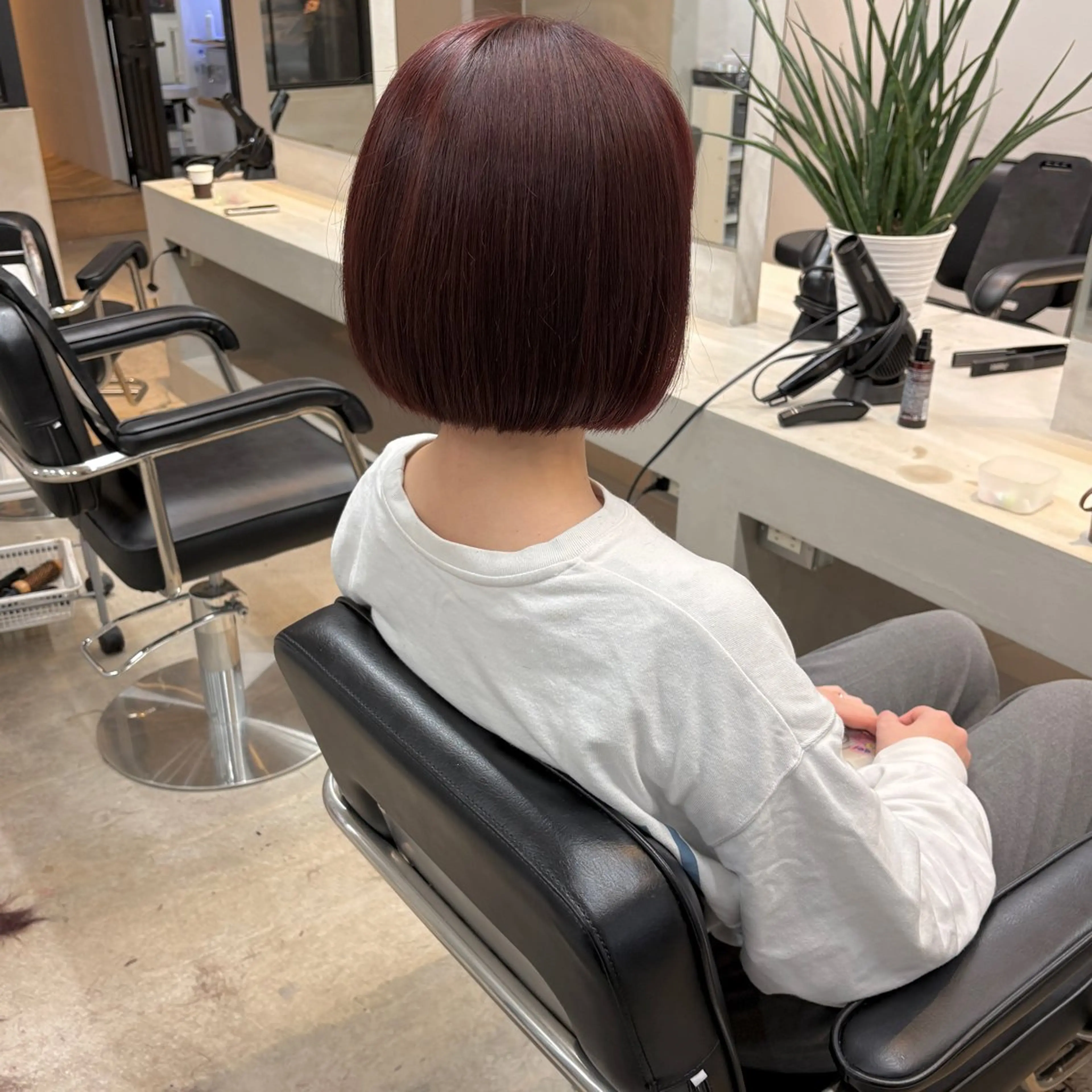 ショート カラー ブリーチ ボルドーカラー ダブルカラー ブリーチなしカラー ボブ カット ヘアカラー はちすか るかのヘアスタイル