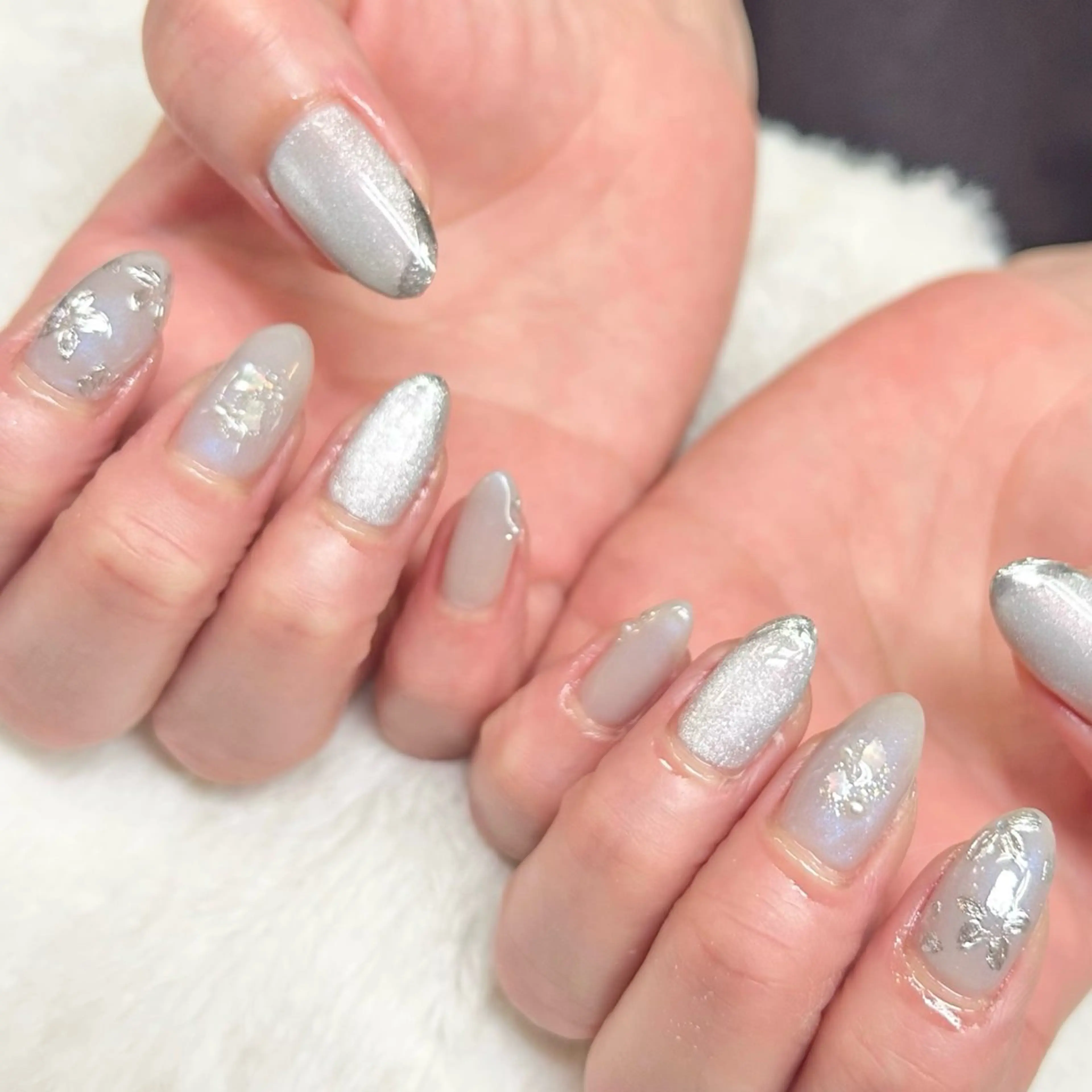 ネイル フラワーネイル ミラーネイル Cherry's club🍒ゆかのネイルデザイン