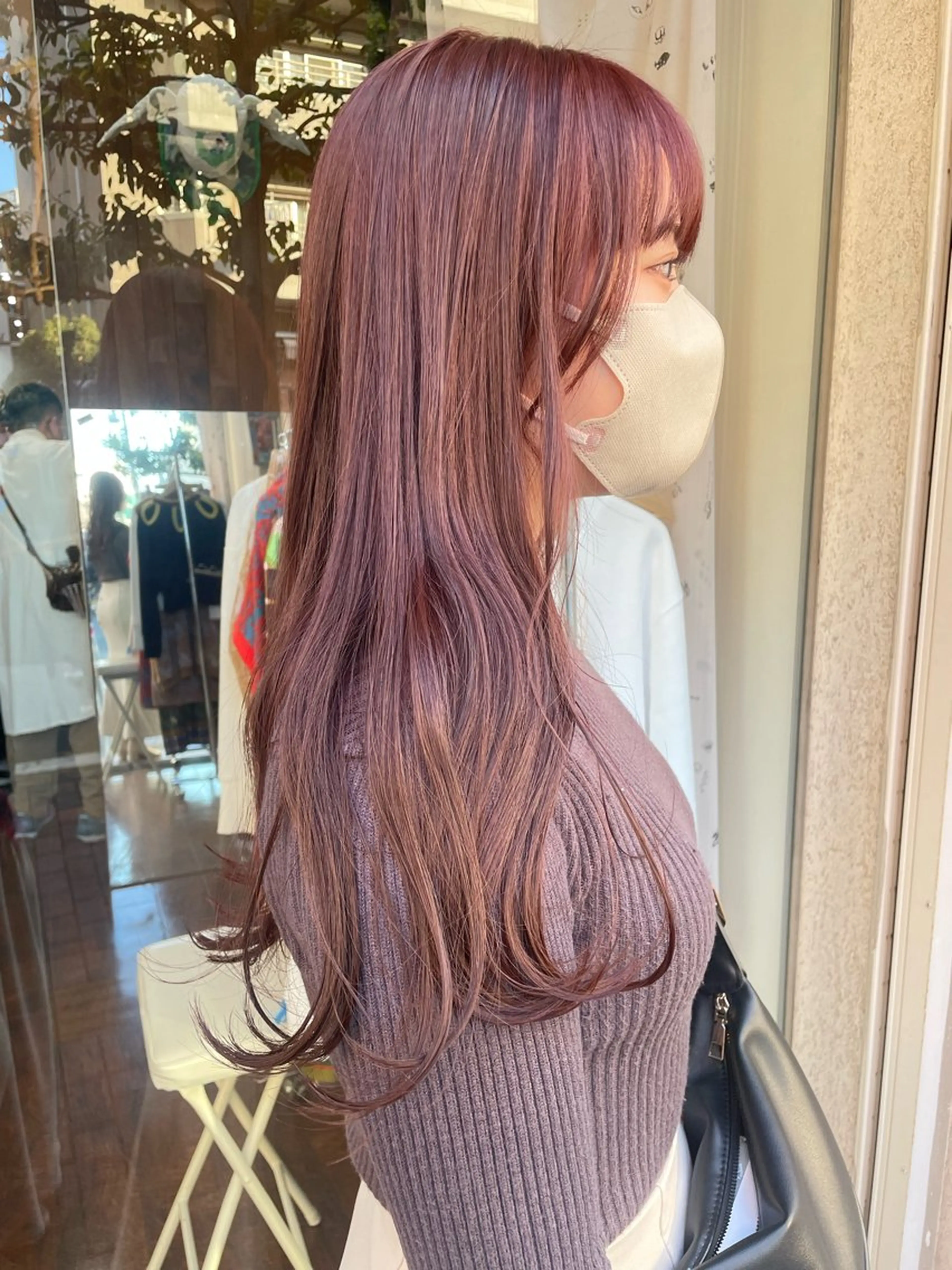 ロング カラー ブリーチ ブラウンカラー ダブルカラー ブリーチなしカラー ピンクカラー CoCooN 店長 さのえみのヘアスタイル