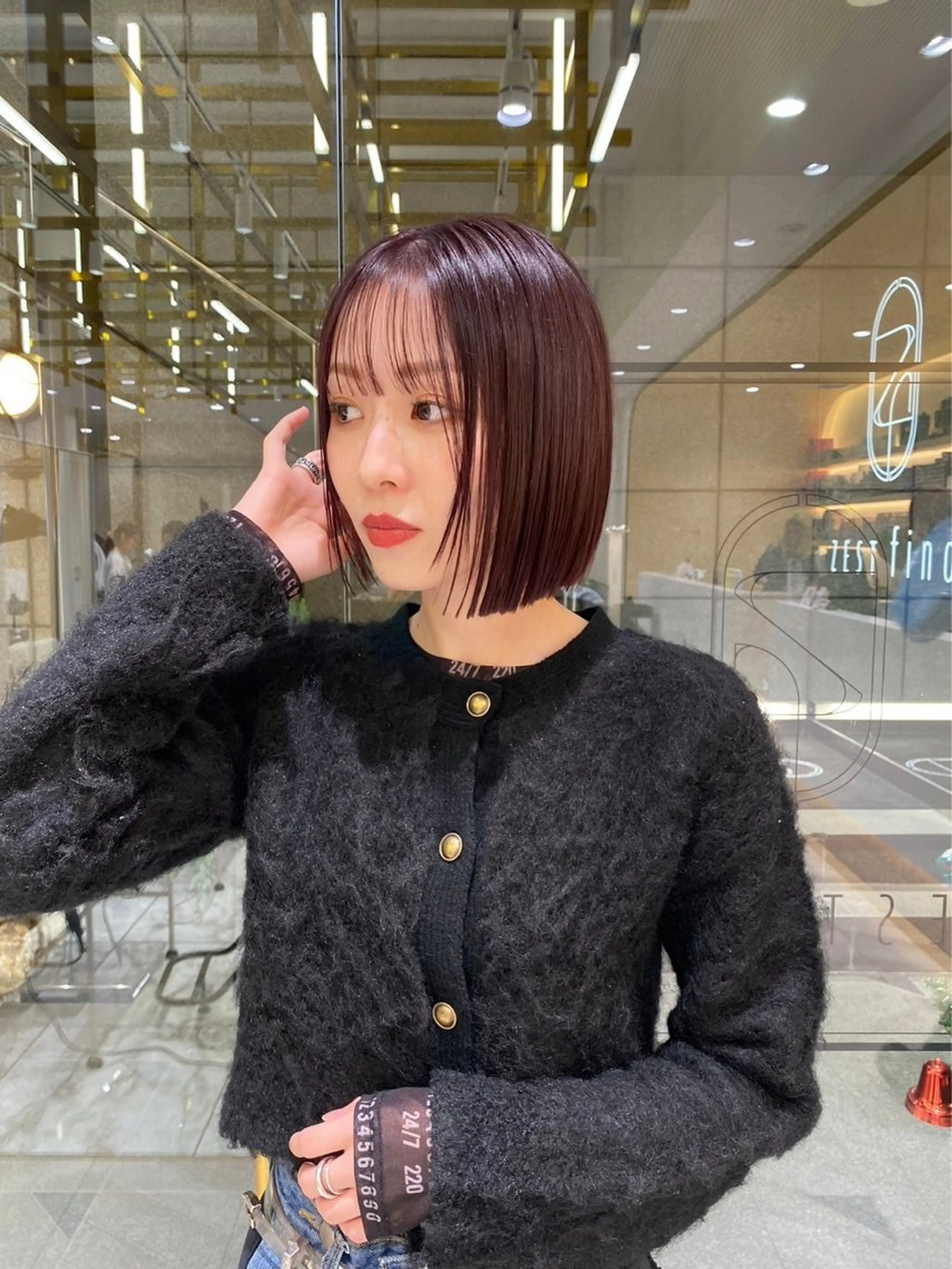 ミディアム カラー カット ヘアカラー トリートメント hina☺︎ 髪質改善/ストレートのヘアスタイル