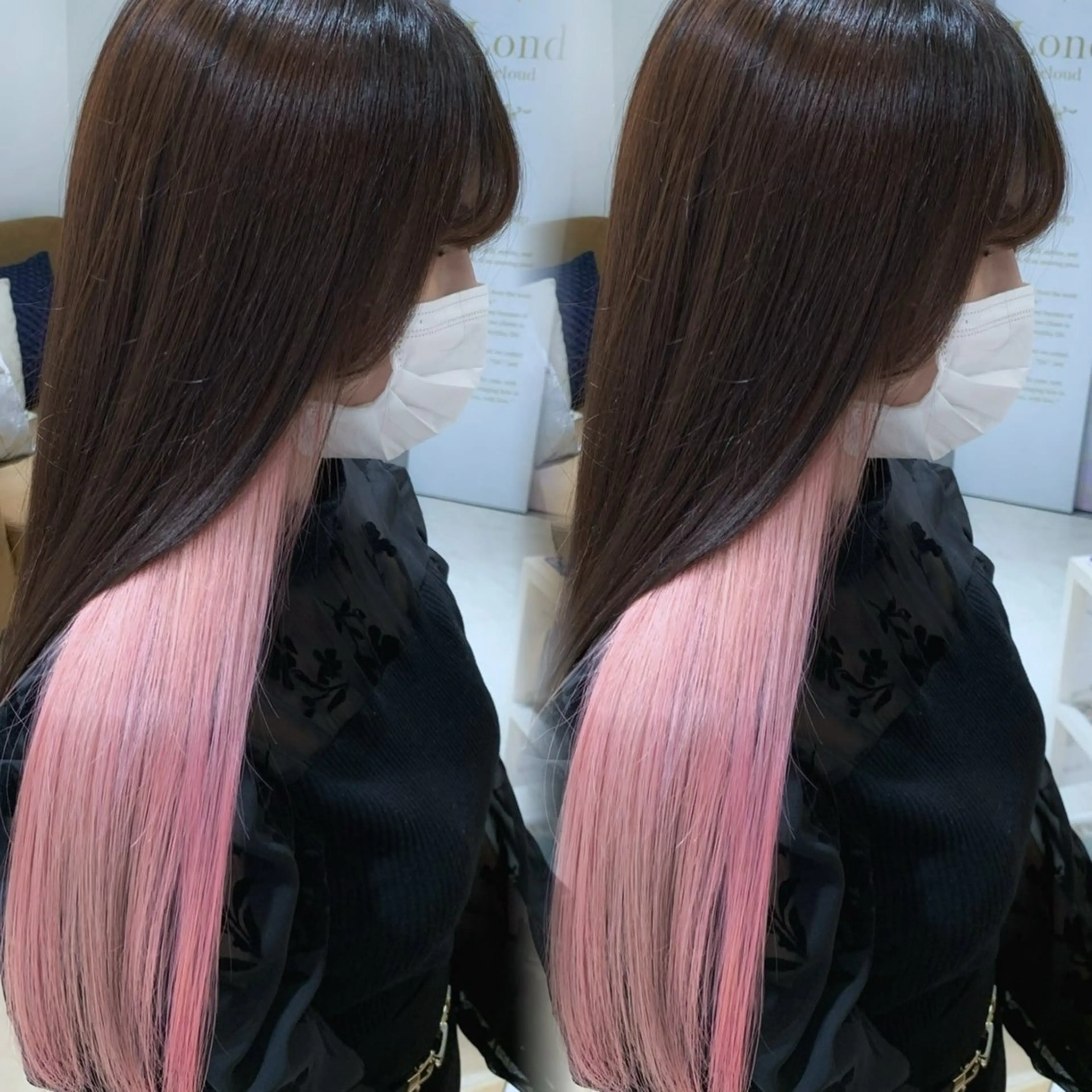 ロング カラー 透明感カラー インナーカラー ピンクカラー 韓国風ヘア ヘアカラー トリートメント 水光艶カラー/ 艶ブリーチ/颯のヘアスタイル