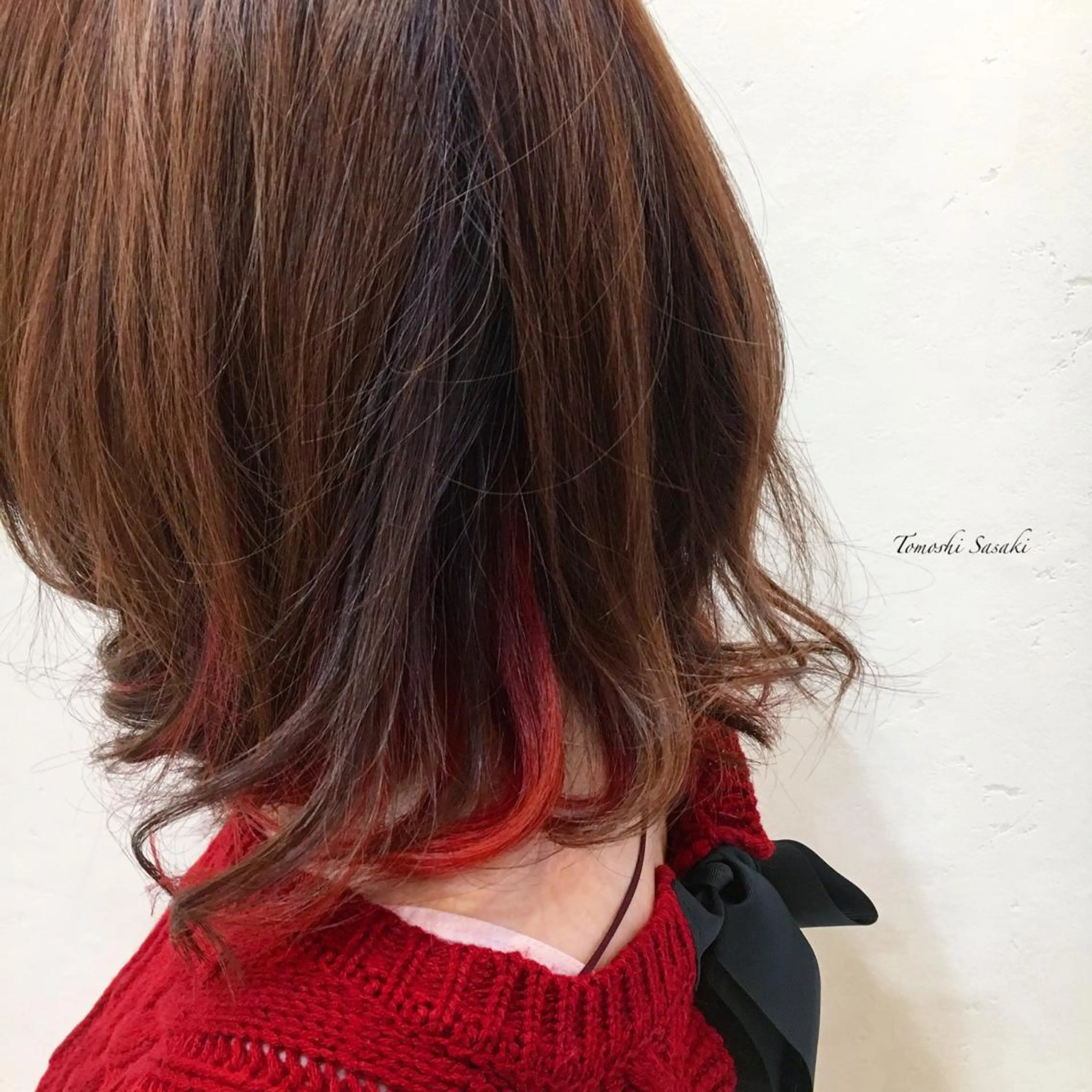 カラー バレイヤージュ ピンクカラー ササキ トモシのヘアスタイル