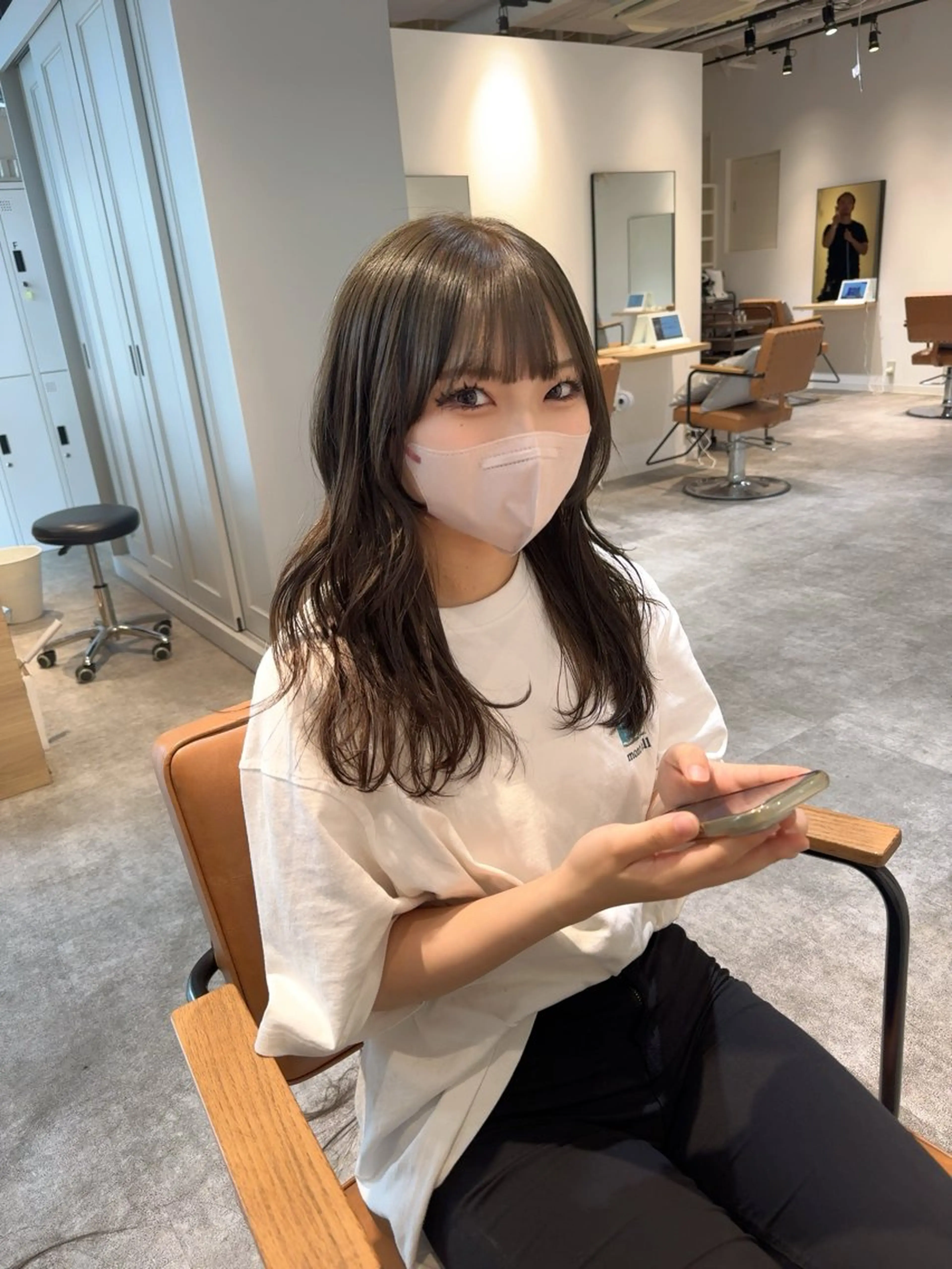 セミロング カラー 透明感カラー ダブルカラー グレージュ オリーブグレージュ オリーブグレー カット ヘアカラー オスズ 🎀´-のヘアスタイル