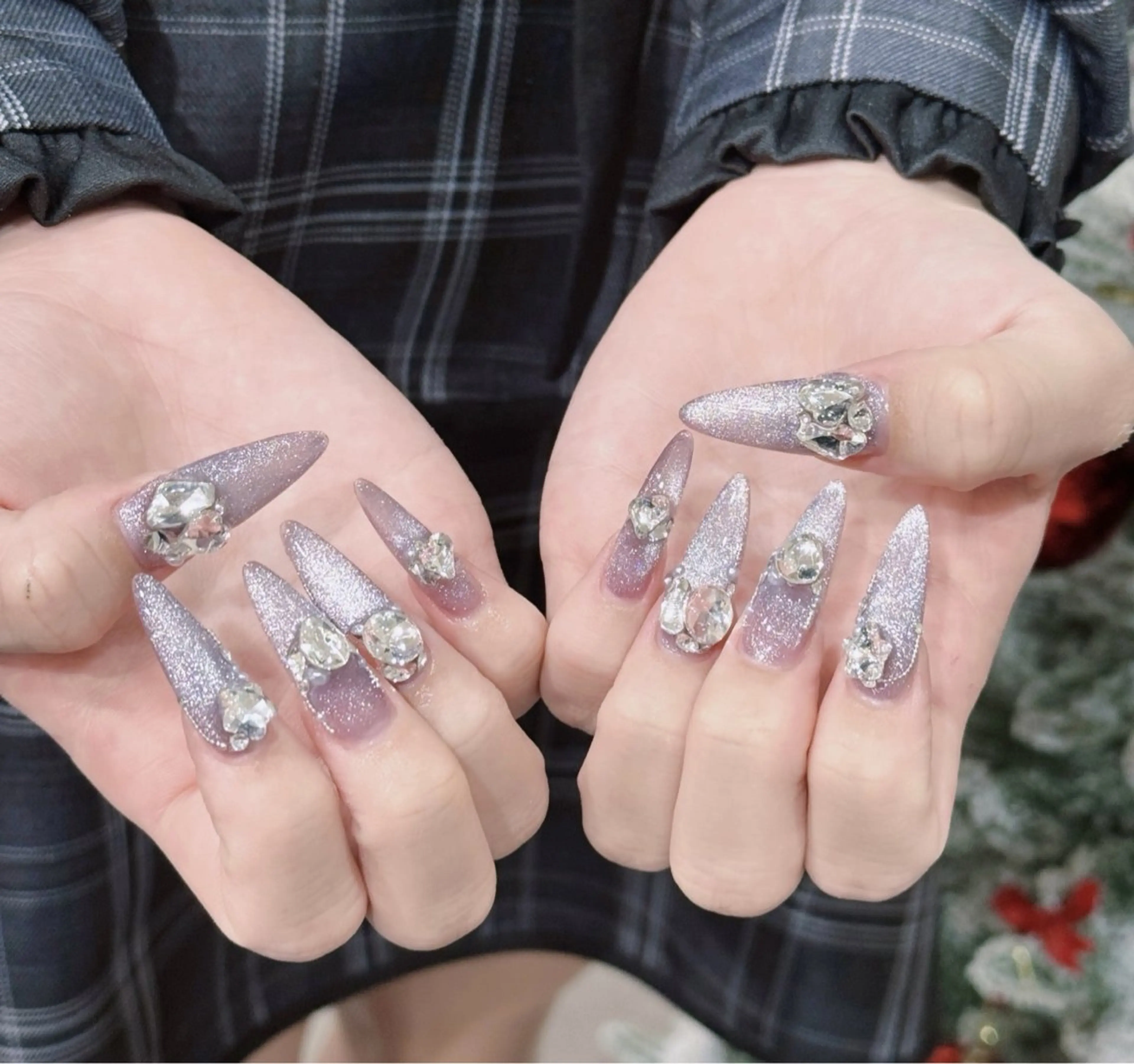 ネイル オーロラネイル ブルー チークネイル フットネイル フレンチネイル ハンドネイル REI NAのネイルデザイン