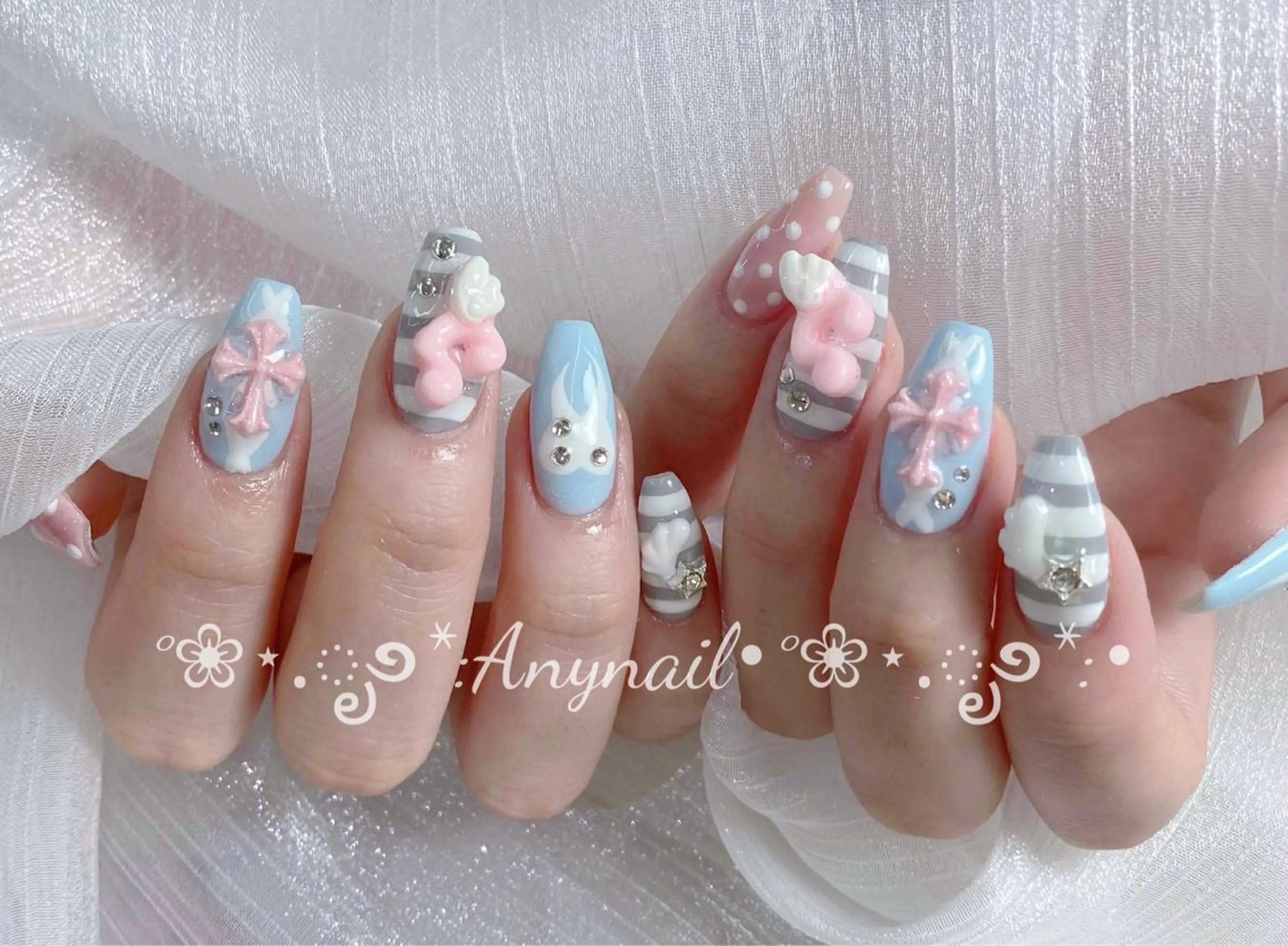 ネイル チークネイル 長さ出し フレンチネイル ジェルネイル 韓国ネイル ハンドネイル Any nail新大久保店のネイルデザイン