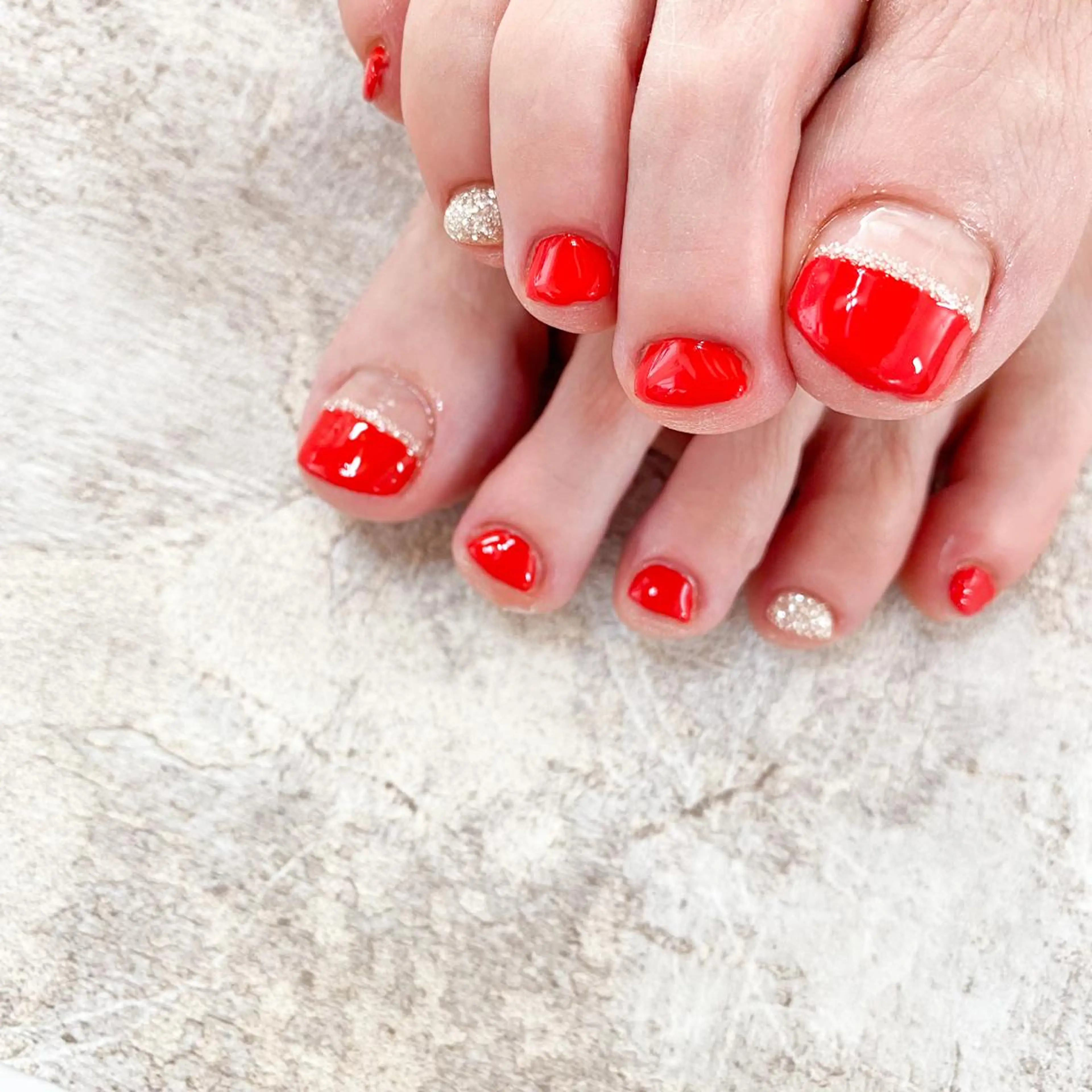 ネイル フットネイル ゴテゴテ💙ワンホン リオナのネイルデザイン