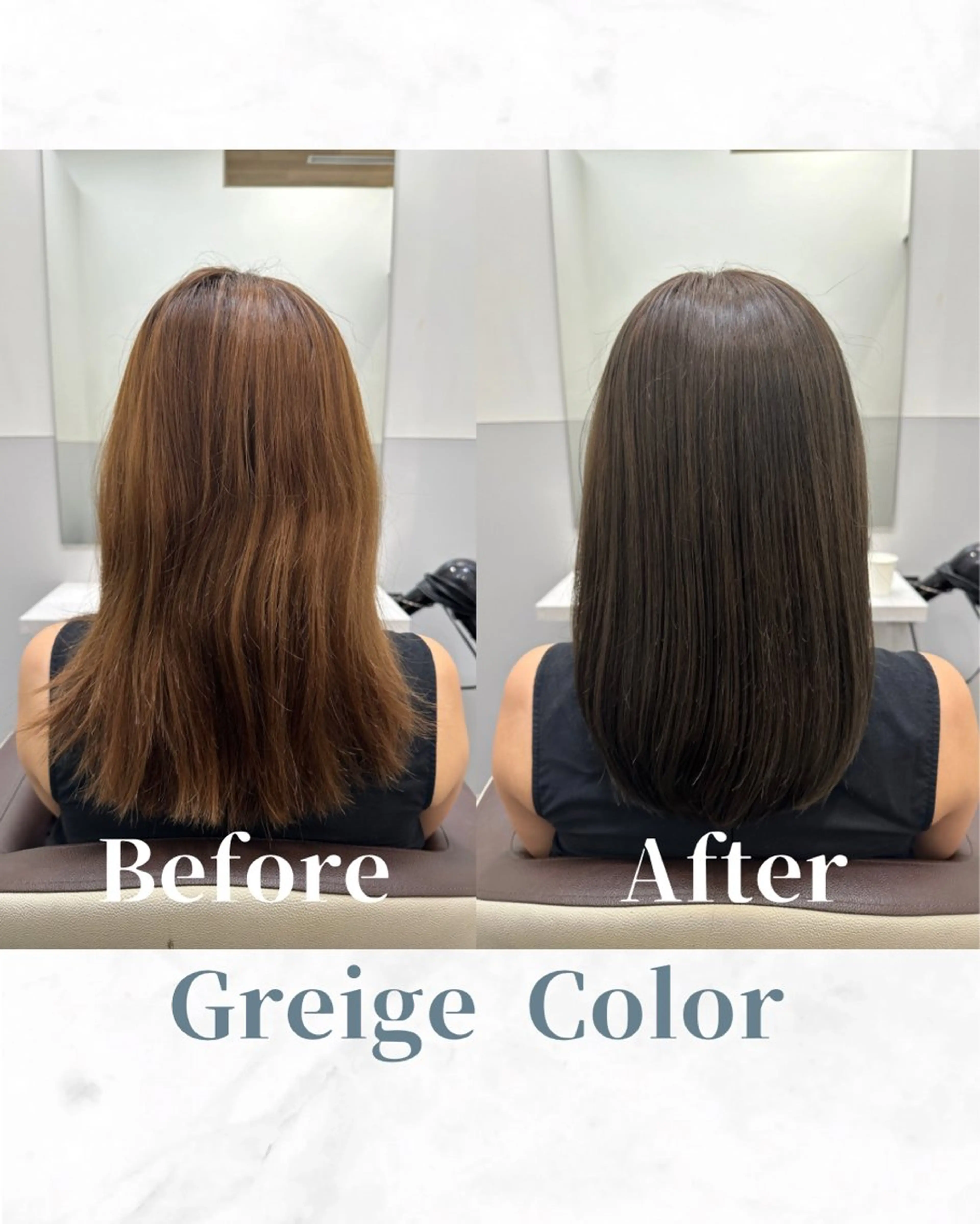 セミロング カラー ベージュカラー ブリーチ ケアカラー グレージュ ブリーチなしカラー カット ヘアカラー トリートメント 【美髪矯正 /髪質改善】RINのヘアスタイル