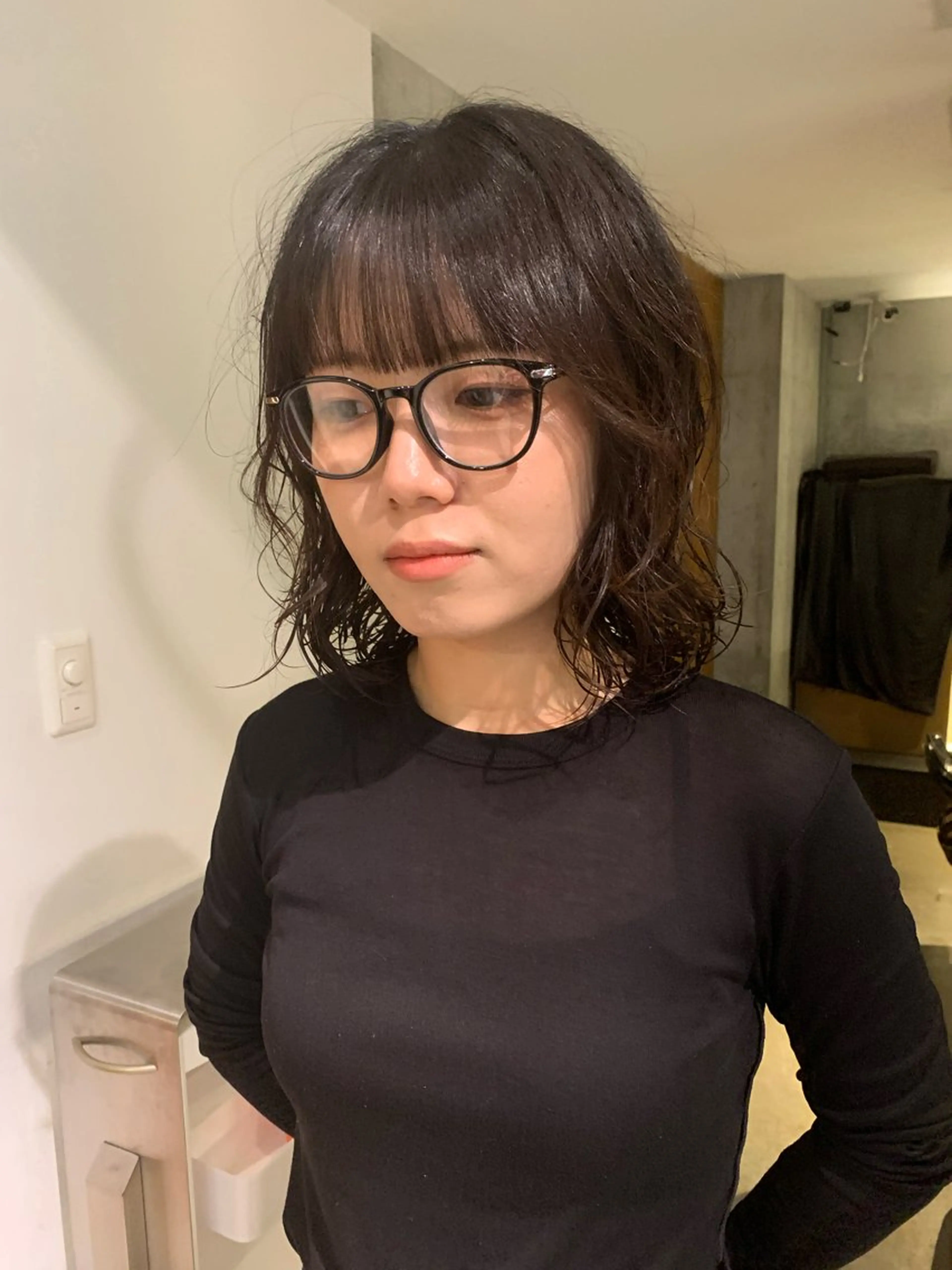 セミロング カラー パーマ 朝ラクパーマ 透明感カラー横山大樹のヘアスタイル