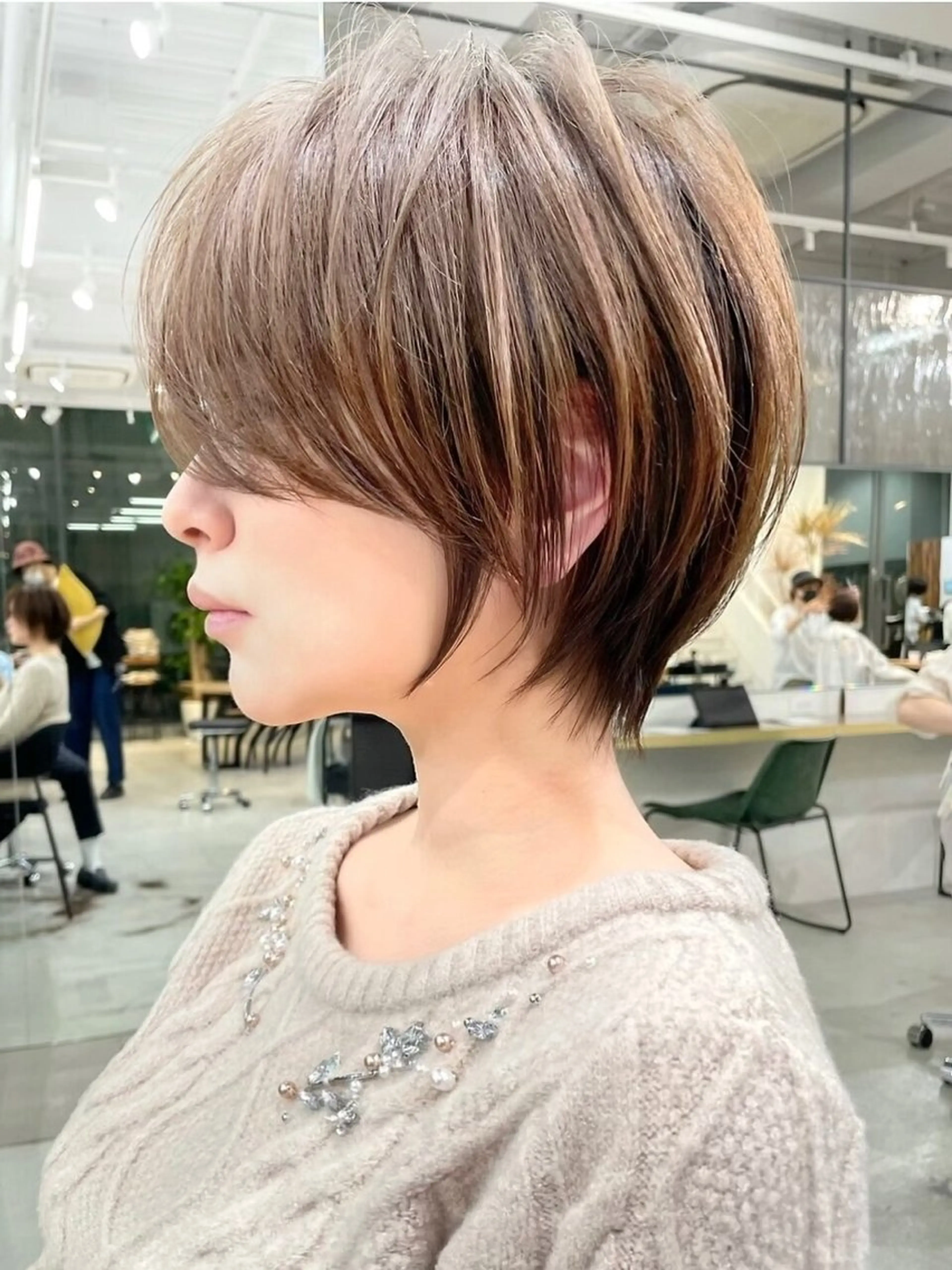 ショート カラー ヘアアレンジ ⭐️銀座/ショート/ 艶カラー/りょうがのヘアスタイル