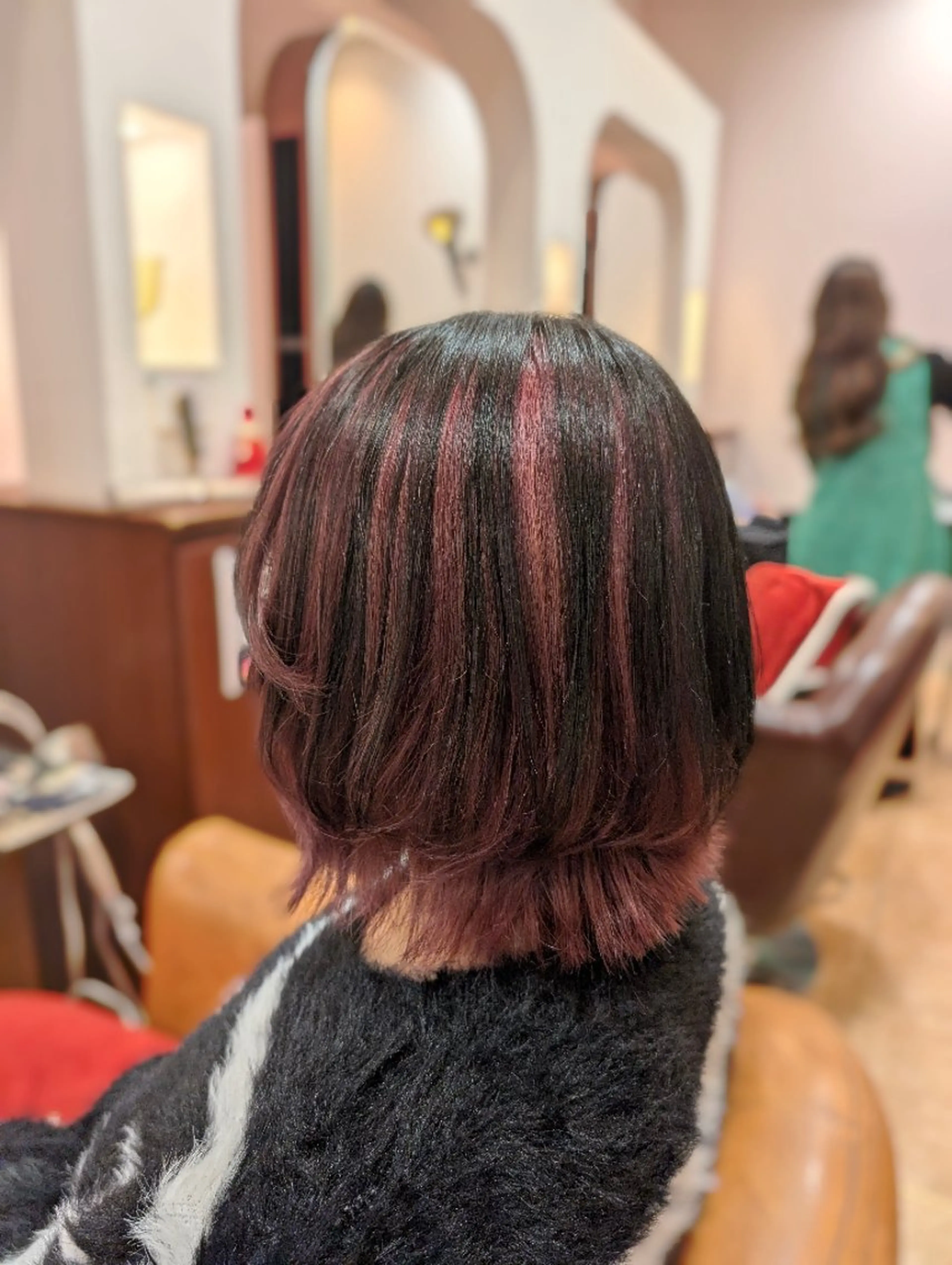 ショート カラー 黒髪 ダブルカラー レッドカラー カット ヘアカラー ブランシェ勝川南口店 石原 あゆみのマツエク・マツパデザイン