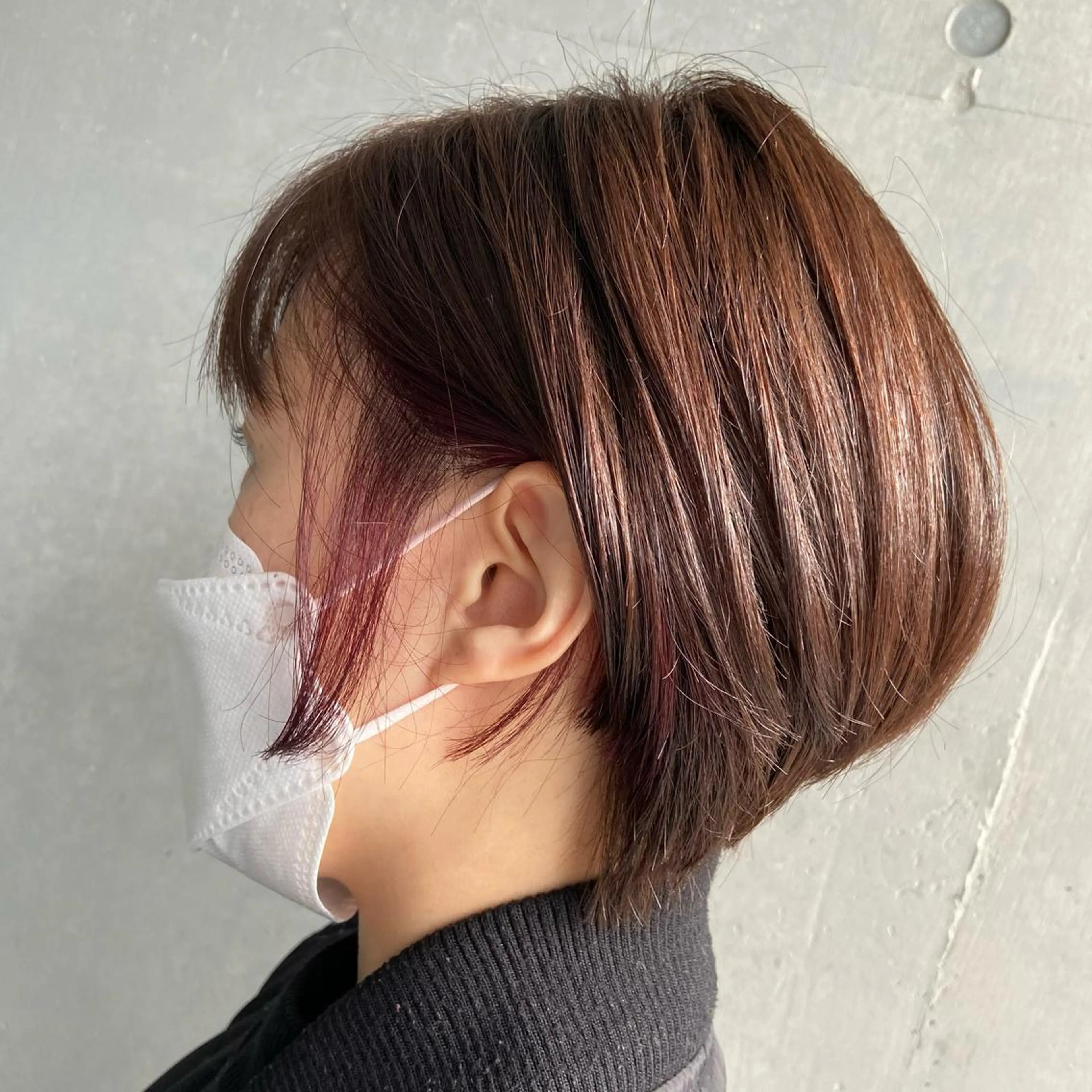 ショート カラー イヤリングカラー ピンクカラー 大人女性の艶カット カラー/菊池柊真🌟のヘアスタイル