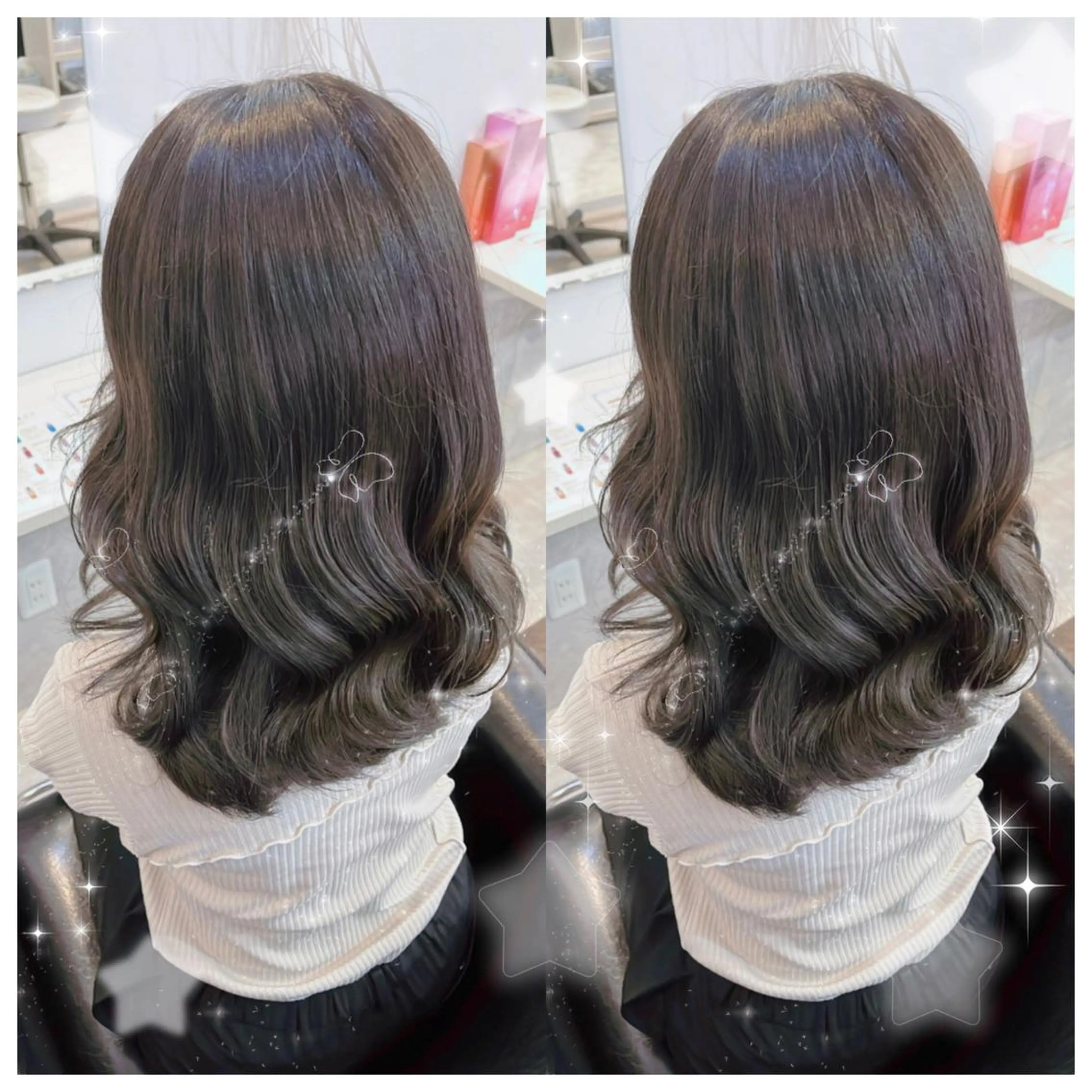 セミロング カラー ヘアアレンジ 結婚式・ブライダル シールエクステ バレイヤージュ 黒髪 ブリーチ セキグチ💞 lilaのマツエク・マツパデザイン