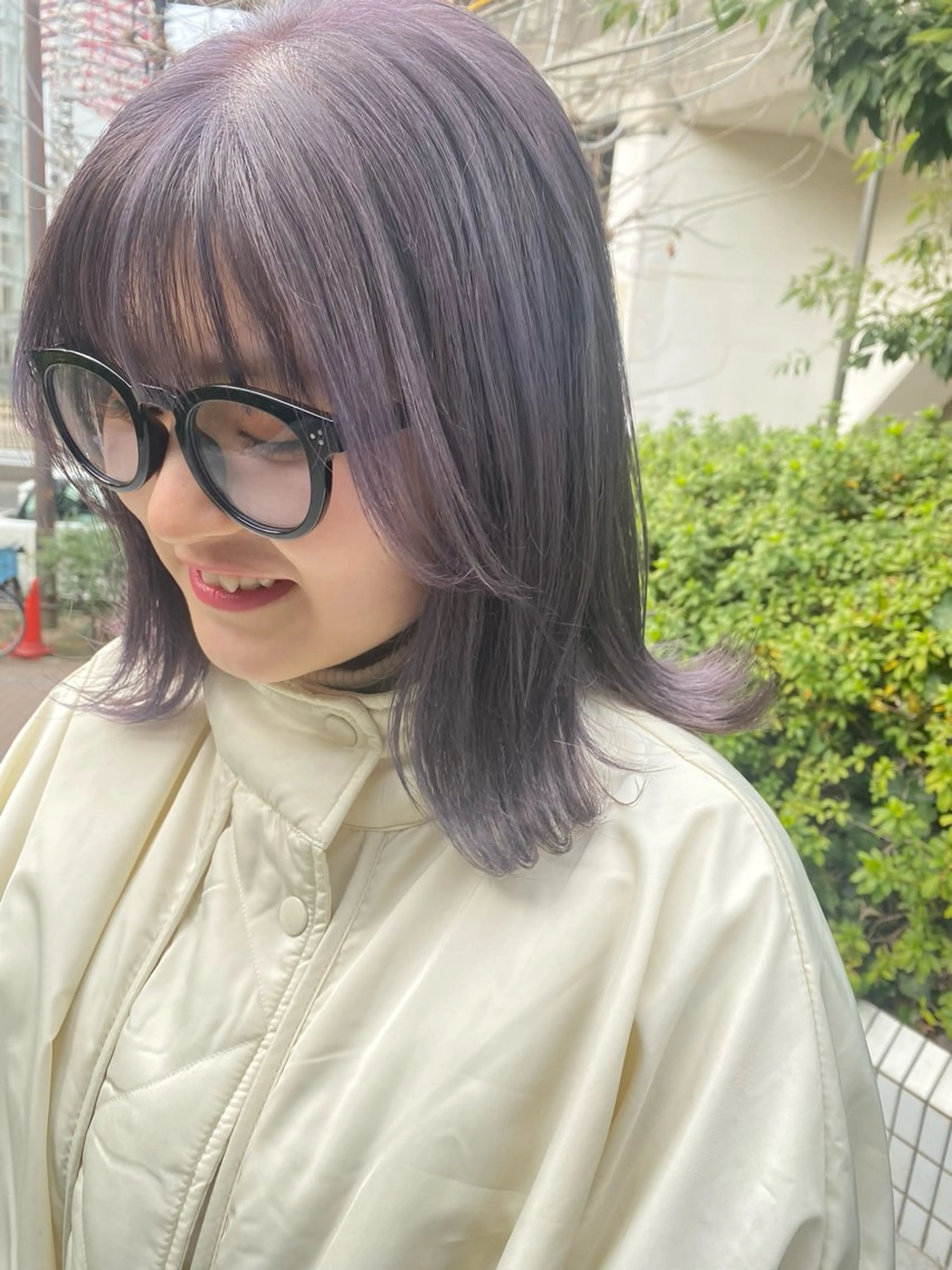 セミロング 平野恵/透明感カラー ブリーチ/ボブのヘアスタイル