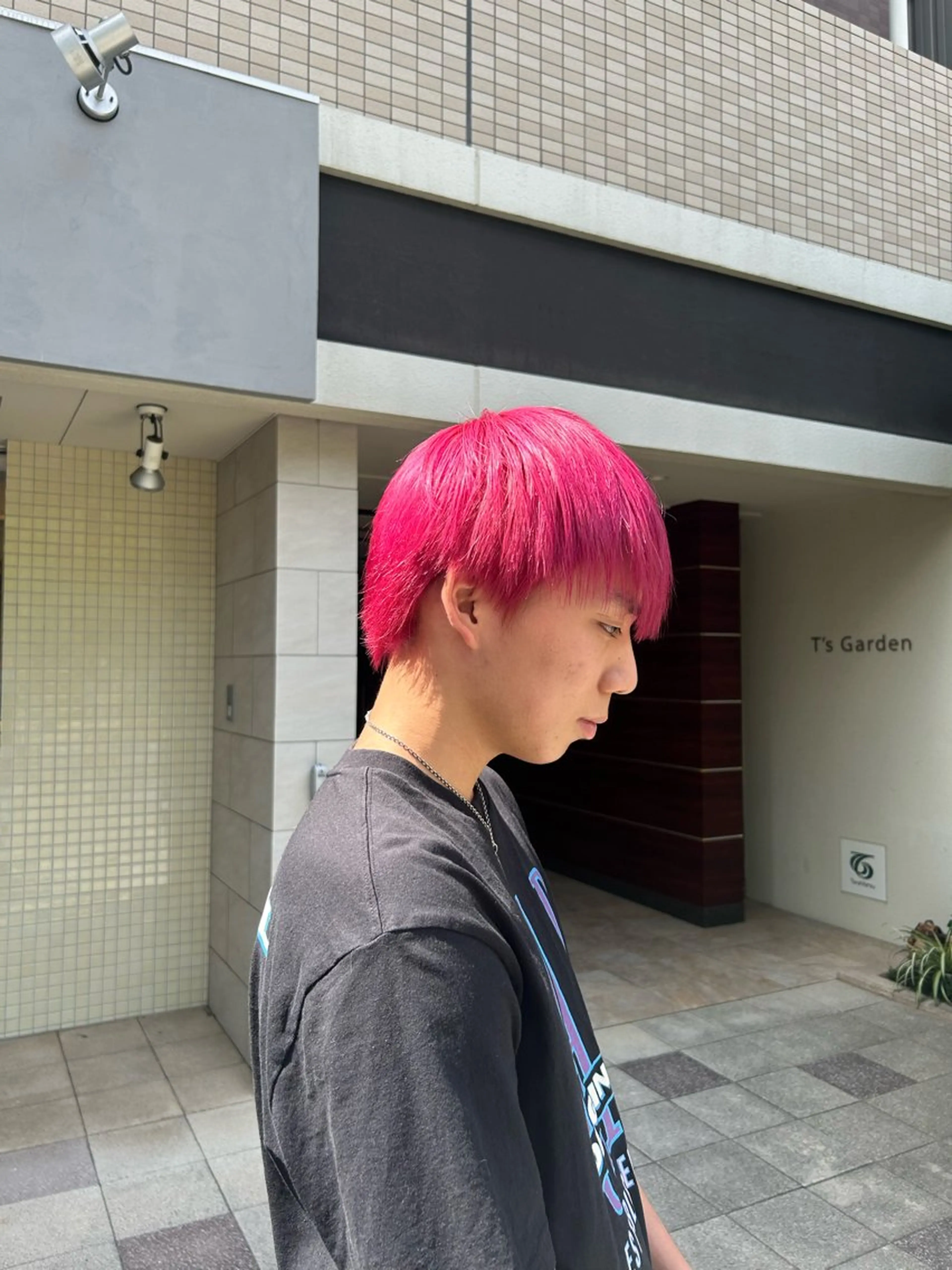 ショート カラー メンズ ピンクカラー げん/梅田美容室 中崎町美容室のヘアスタイル