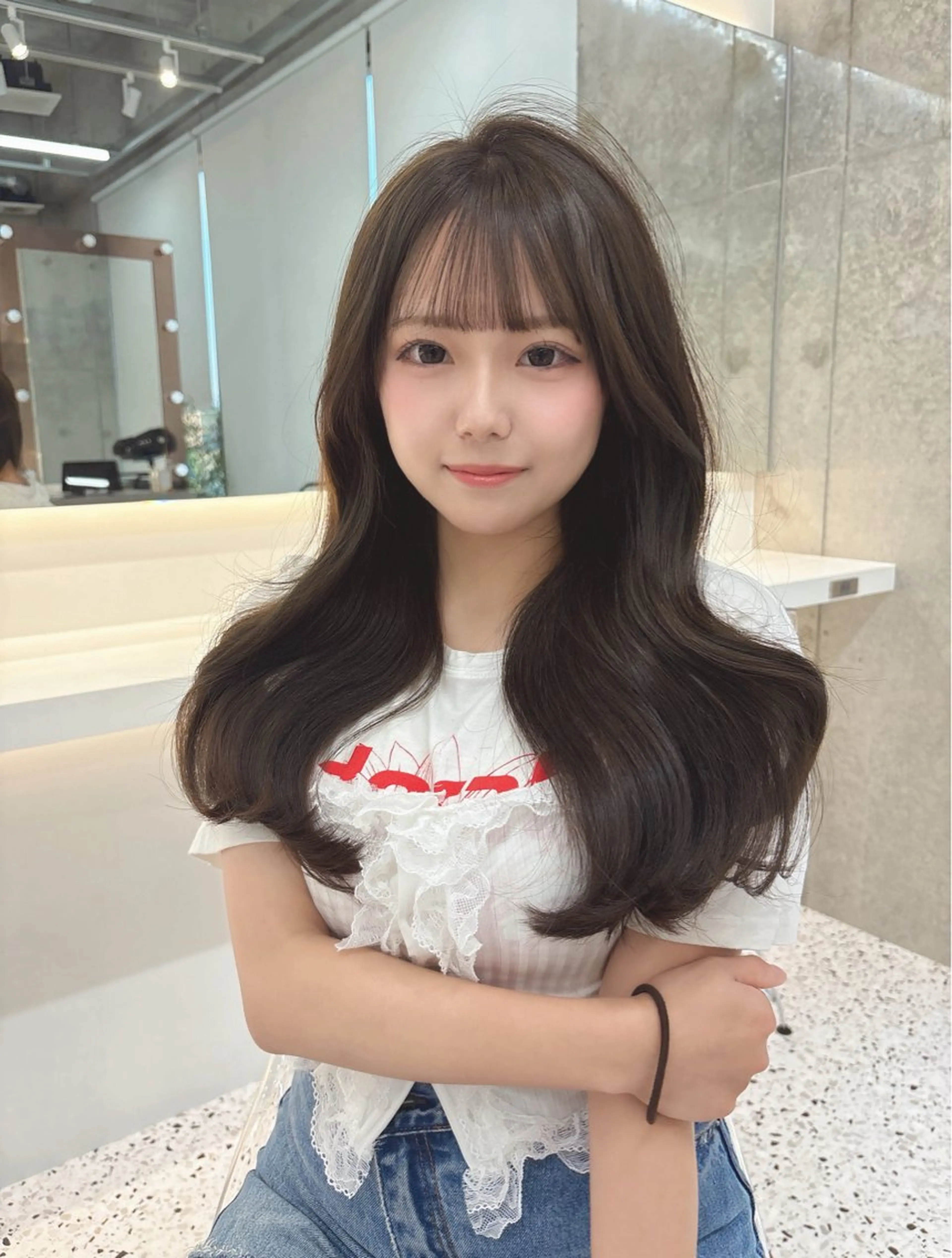 ロング カラー カット ヘアカラー トリートメント yui🎀透明感 ベージュカラー／博多のヘアスタイル