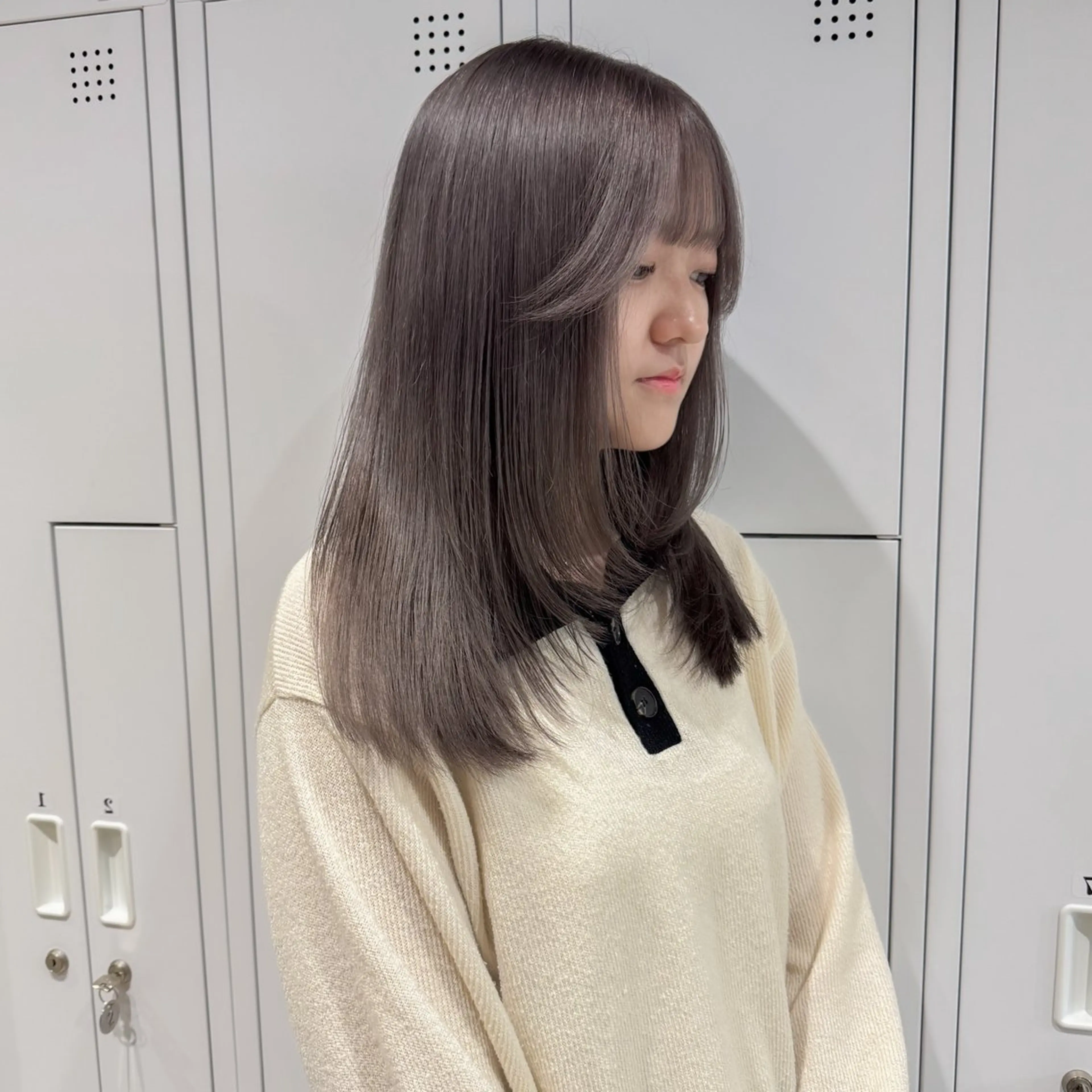 セミロング カラー ヘアアレンジ 💗💗韓国レイヤー yu-ki💗💗のヘアスタイル