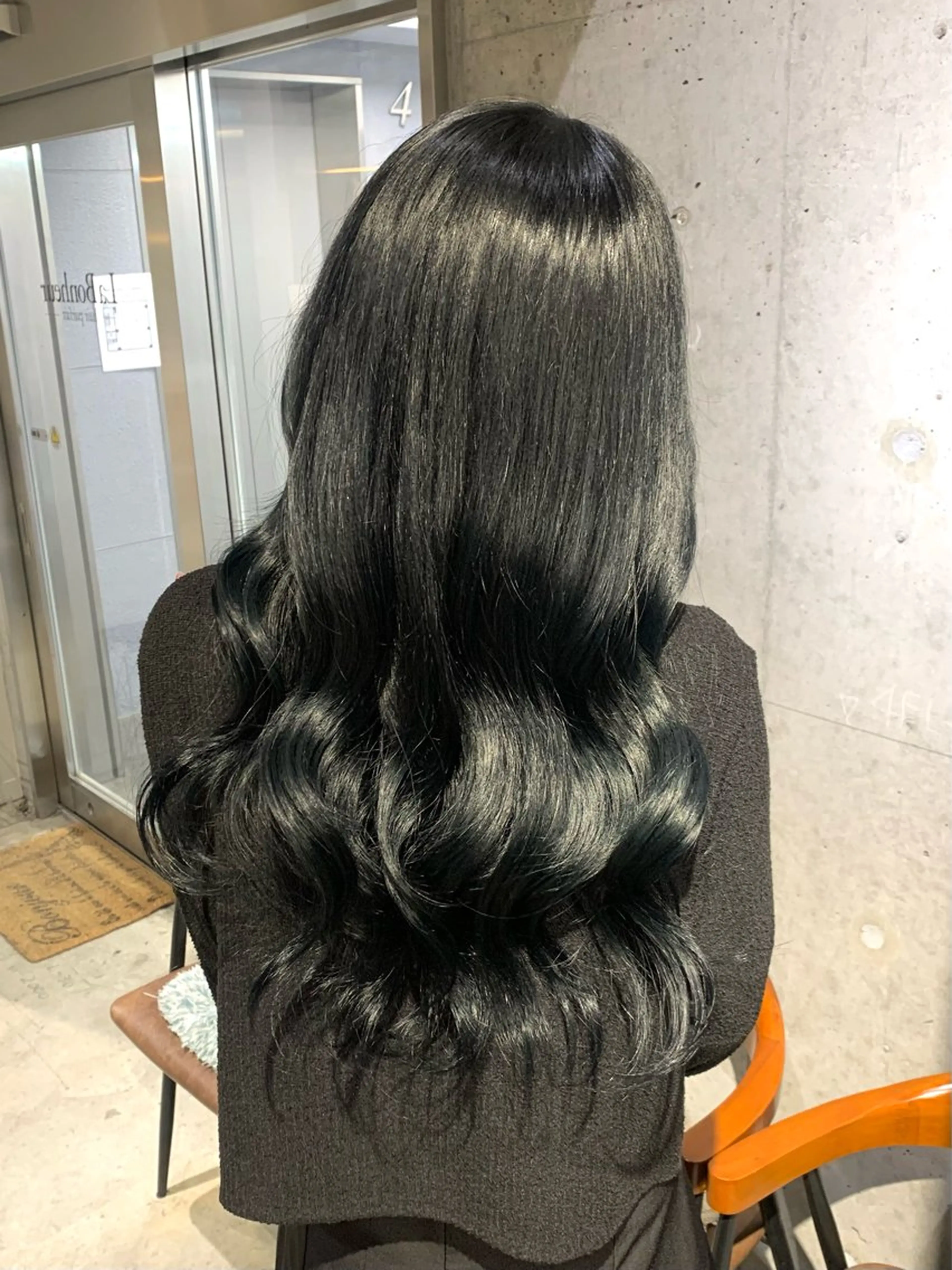 ロング カラー ヘアアレンジ 黒髪 ブルーカラー ブルーブラック カット ヘアカラー トリートメント ヘッドスパ 顔まわり/艶カラー/ 🤎himari🤎のヘアスタイル