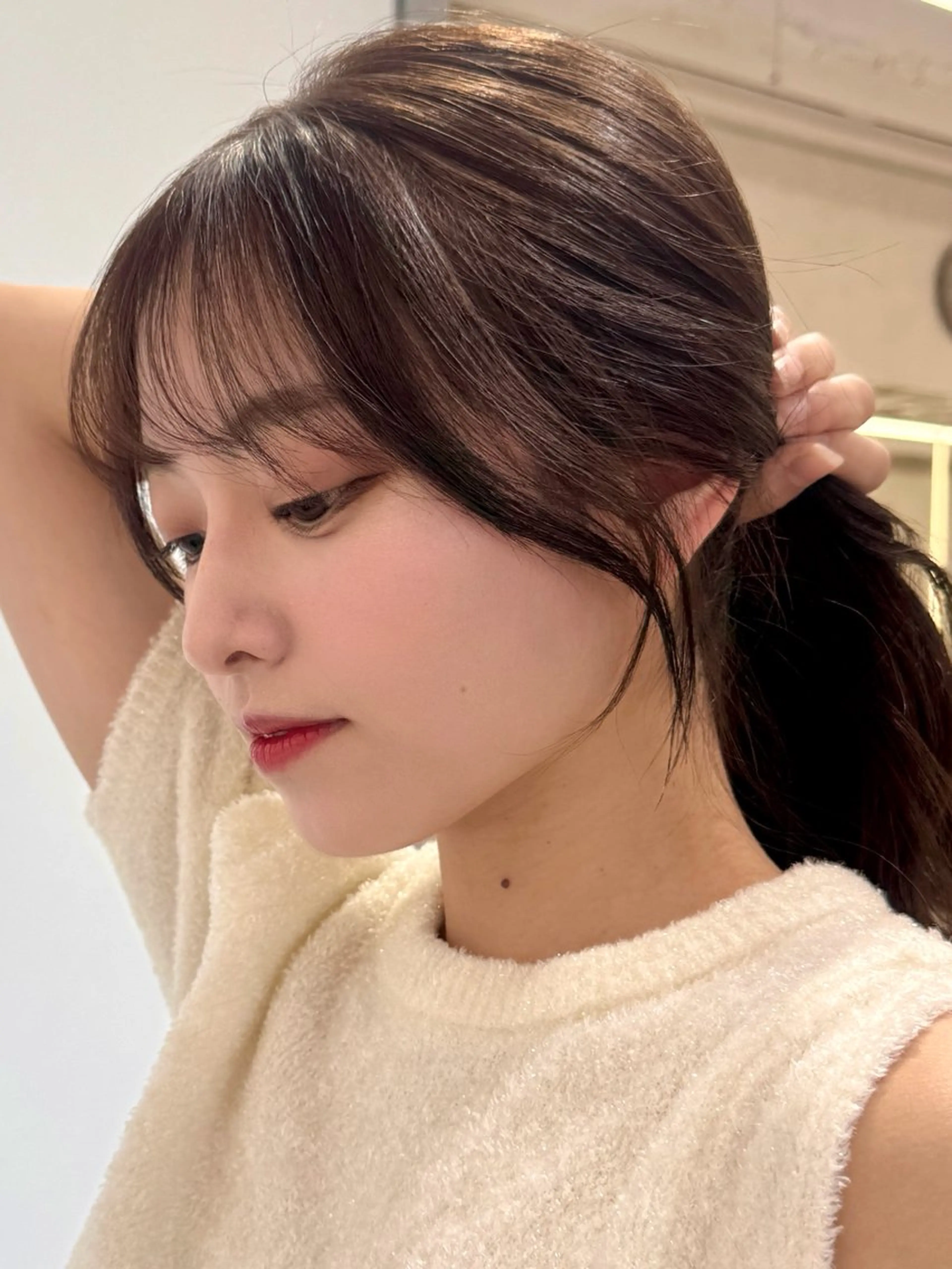 ロング カラー カット ヘアカラー トリートメント 韓国レイヤー/ 顔まわり/西野和裕のヘアスタイル