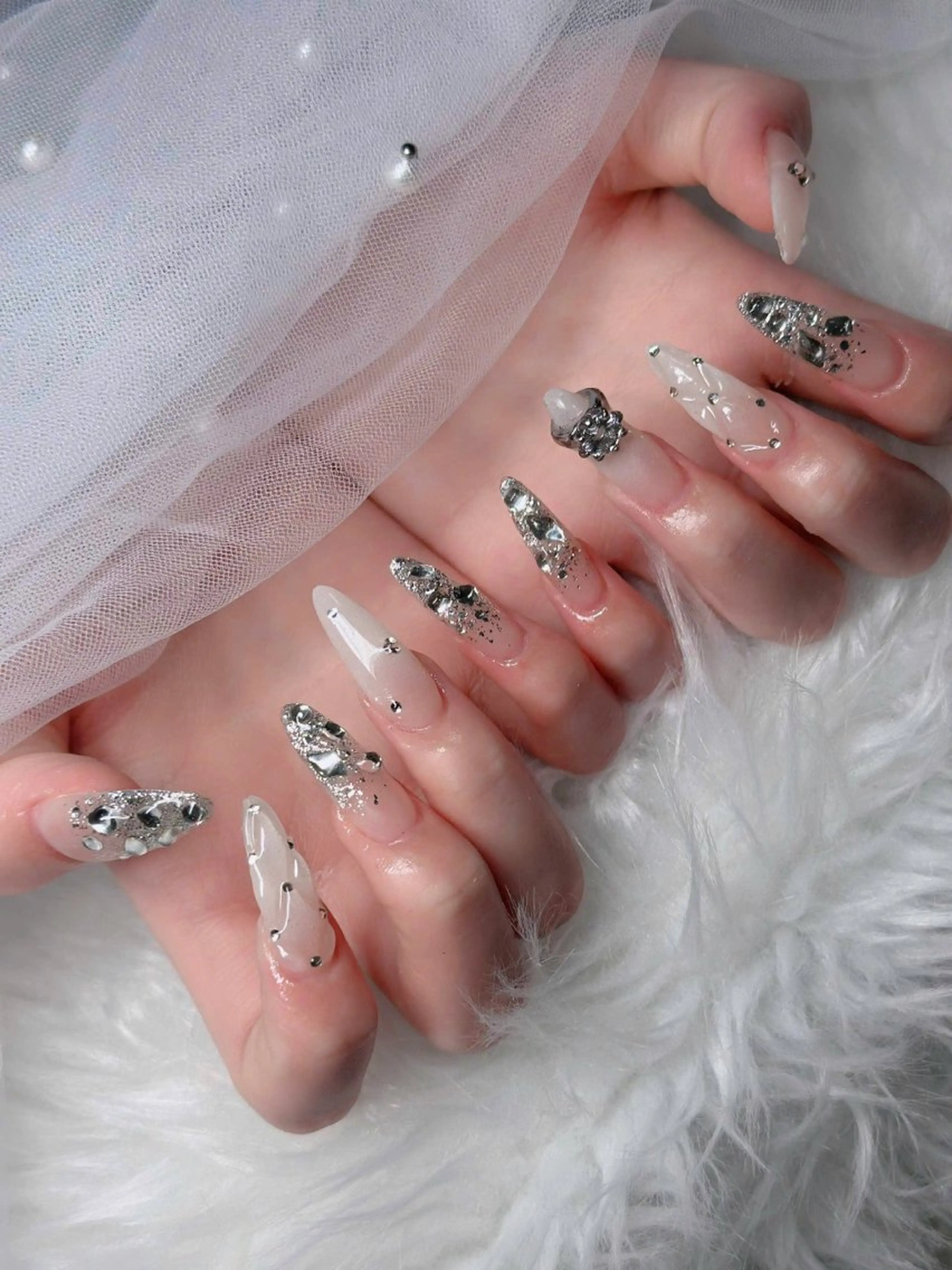 ネイル アートネイル 成人式 ジェルネイル ニュアンスネイル 夏ネイル ハンドネイル neco H.babynailのネイルデザイン