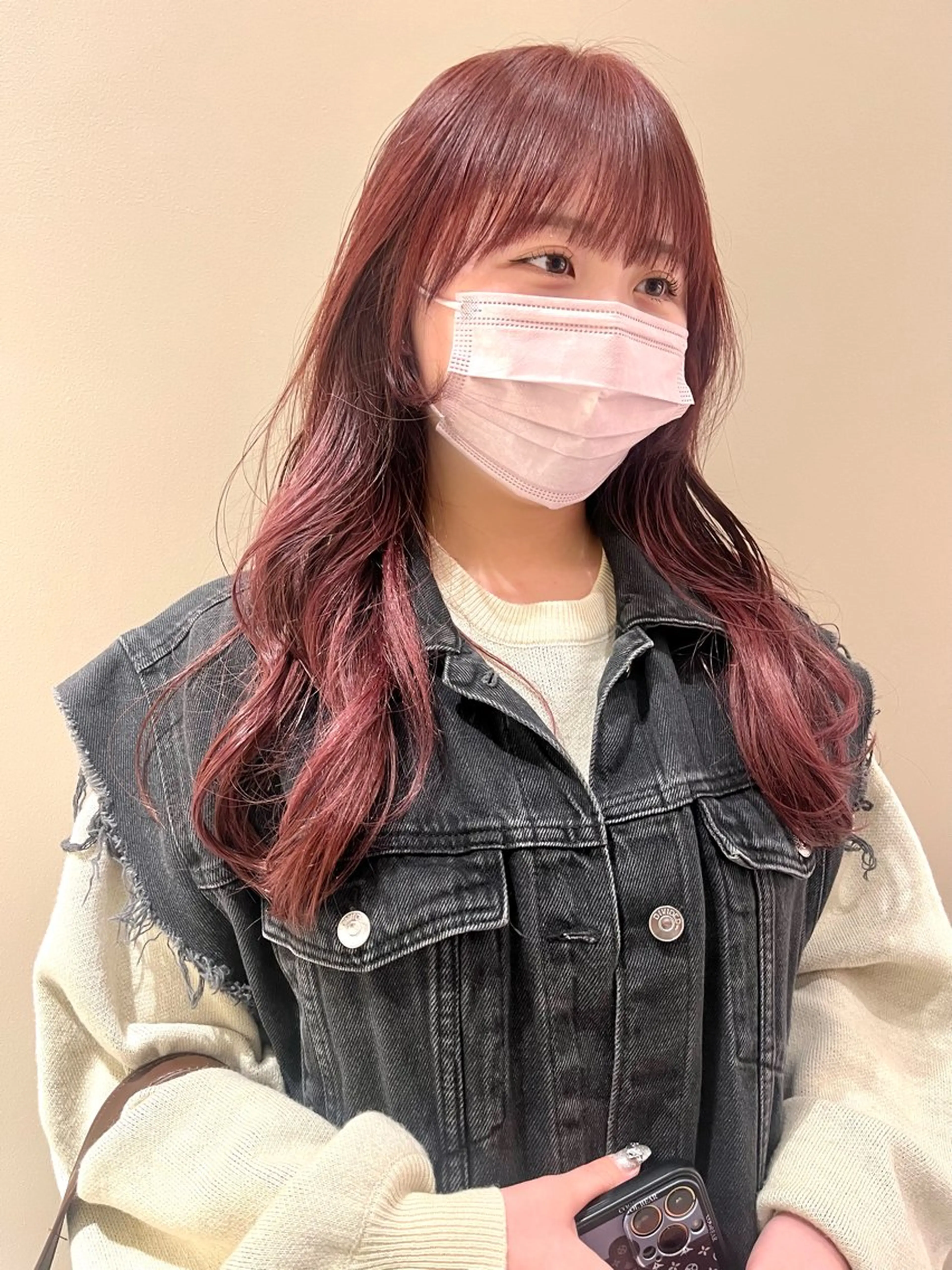 ロング カラー ヘアアレンジ ブリーチ ピンクカラー カット ヘアカラー トリートメント ヘアセット 🌷ボブ/髪質改善 ストレートのヘアスタイル