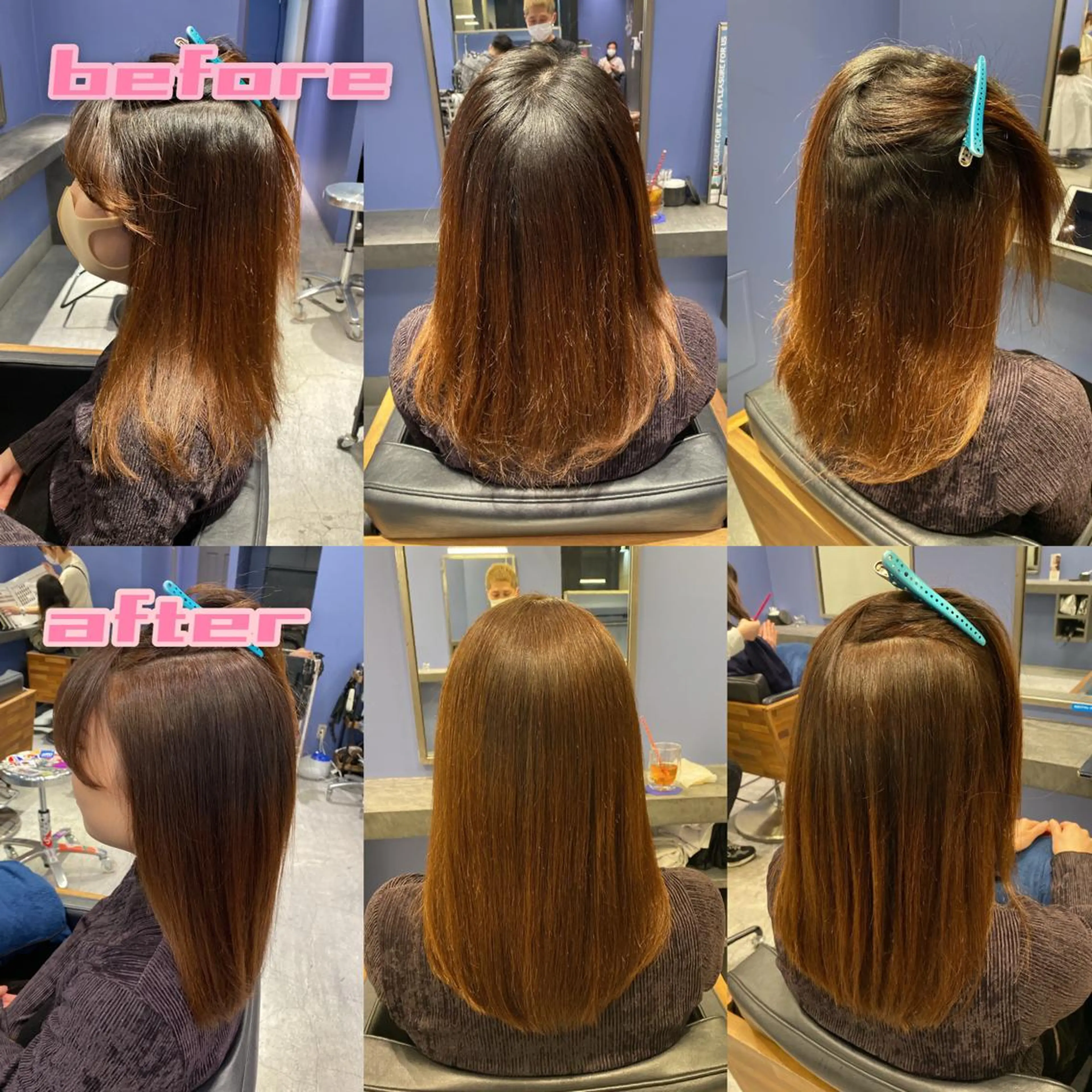 セミロング カラー パーマ イルミナカラー ストレートパーマ ブリーチ縮毛矯正/ デサキ ショウヘイのヘアスタイル