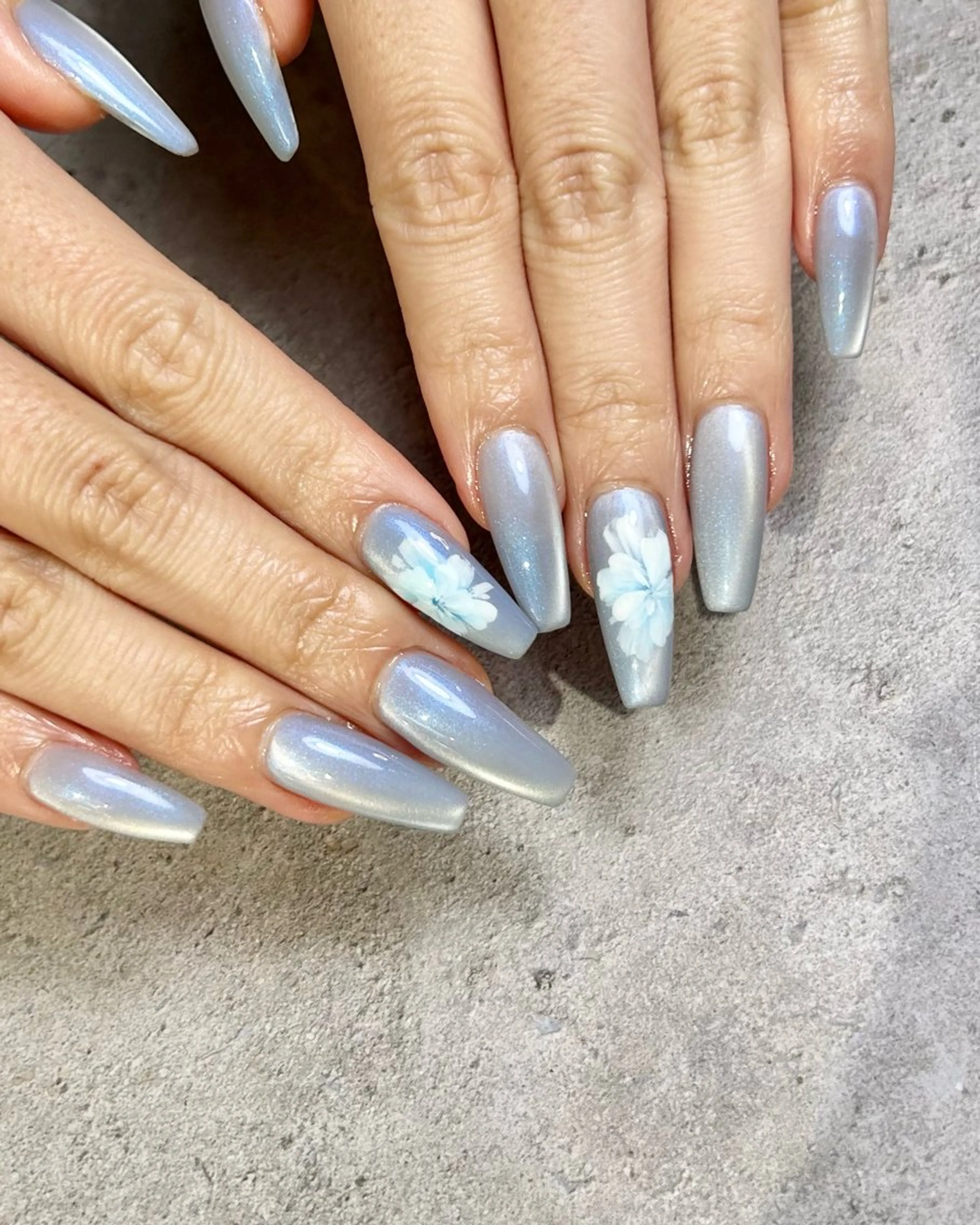 ネイル アートネイル ブルー 持ち込み ハンドネイル Reflection marikoのネイルデザイン