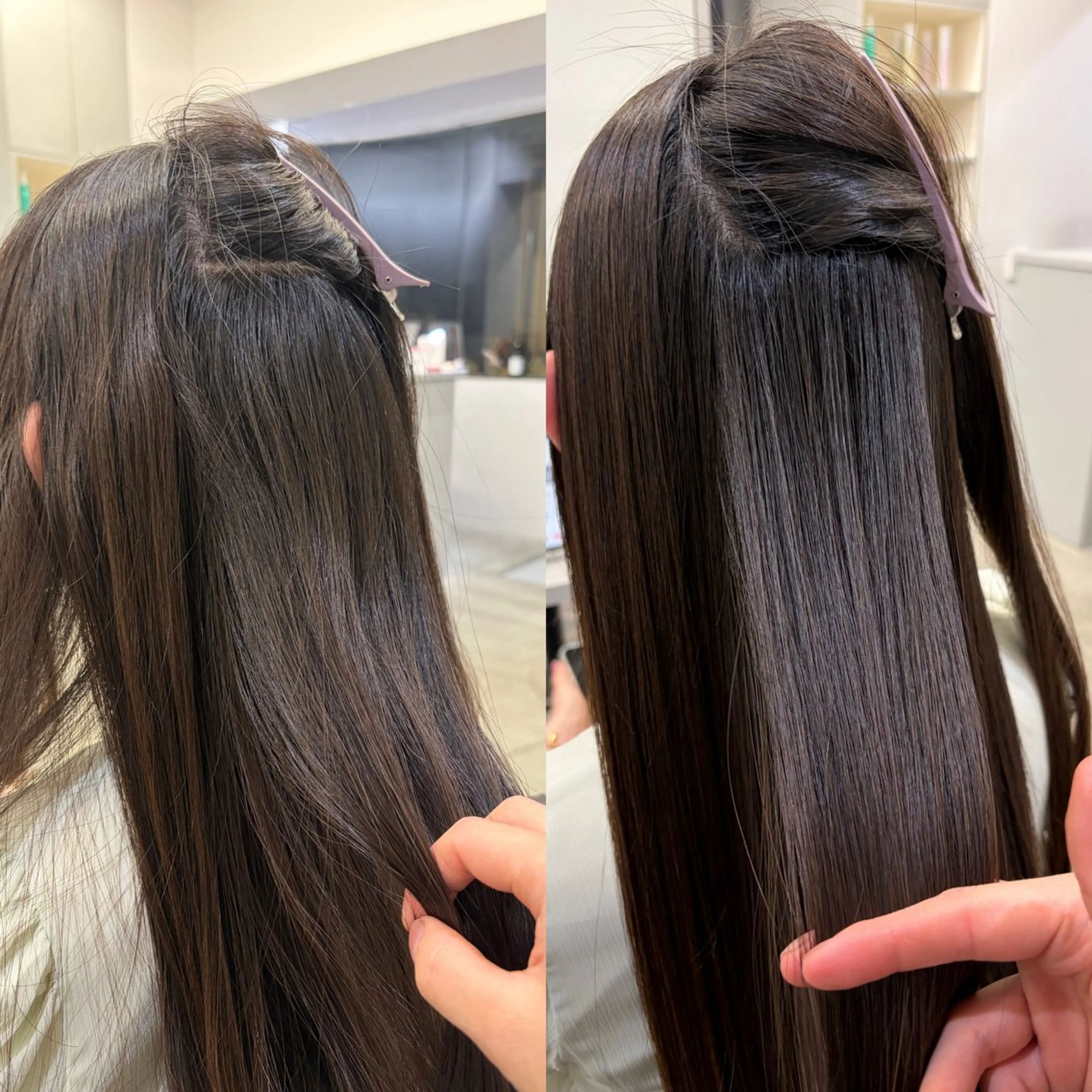 ロング 縮毛矯正 絶対綺麗な暖色カラー 🎯あります✨増渕✨のヘアスタイル