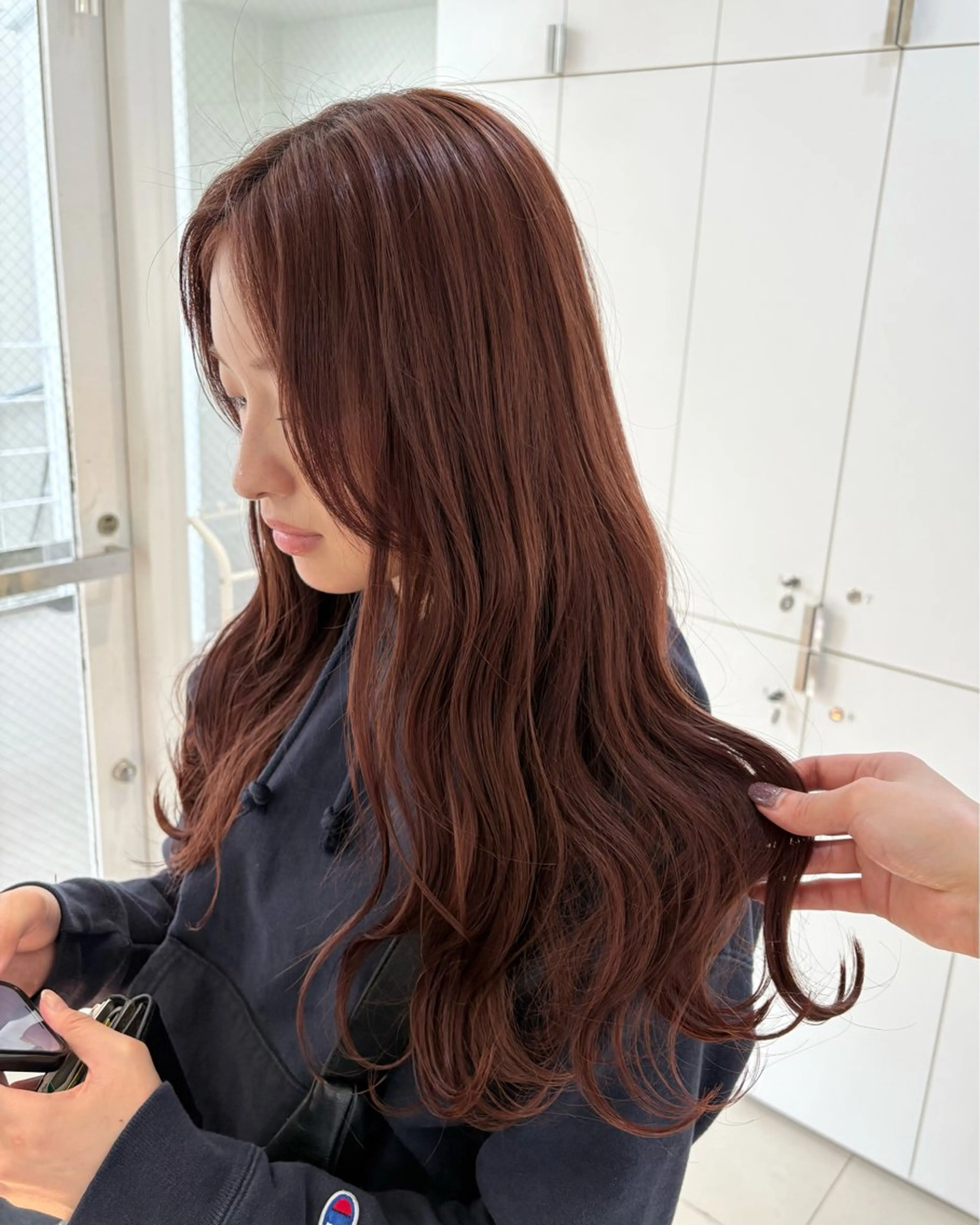 ロング カラー ヘアアレンジ ブラウンカラー オレンジ オレンジブラウン 《暖色/韓国hair 》🇰🇷桑原ユキネのヘアスタイル