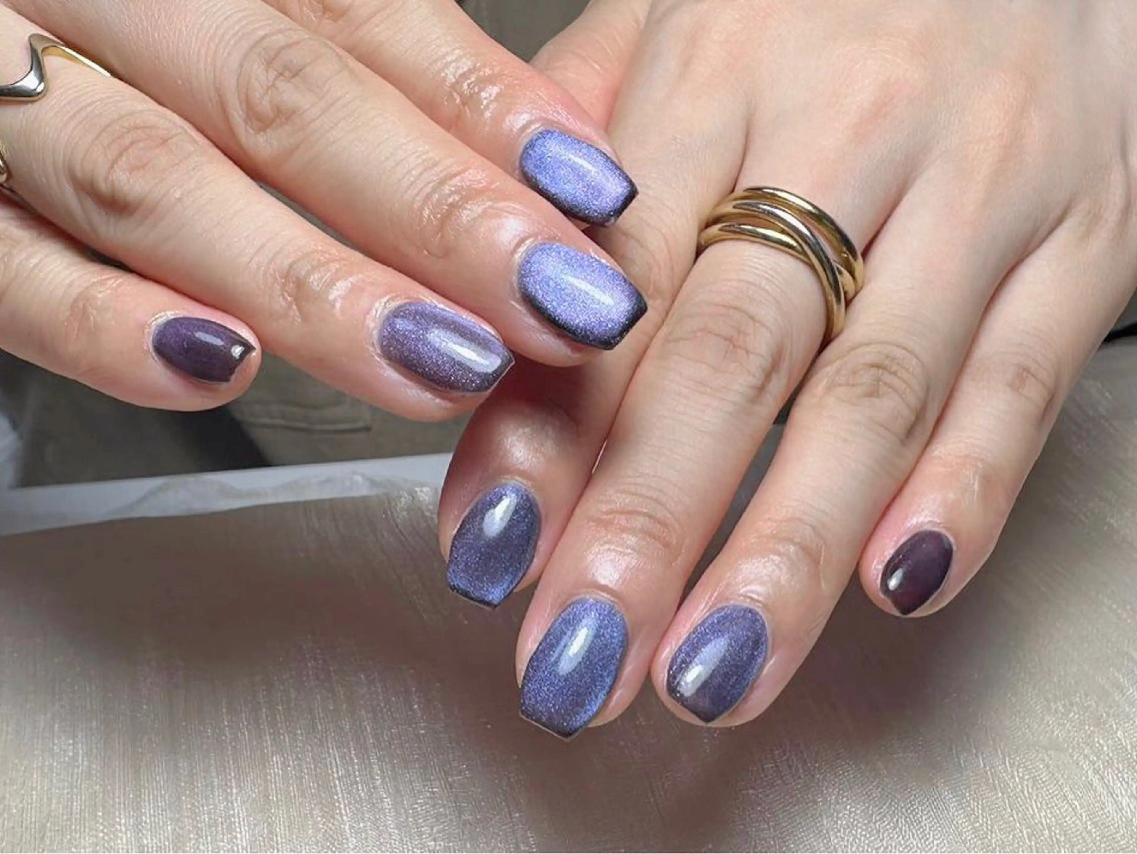 ネイル オーロラネイル チークネイル フレンチネイル ジェルネイル ガラスフレンチ ハンドネイル Nail Jolie所属・Nail Jolieのネイルデザイン