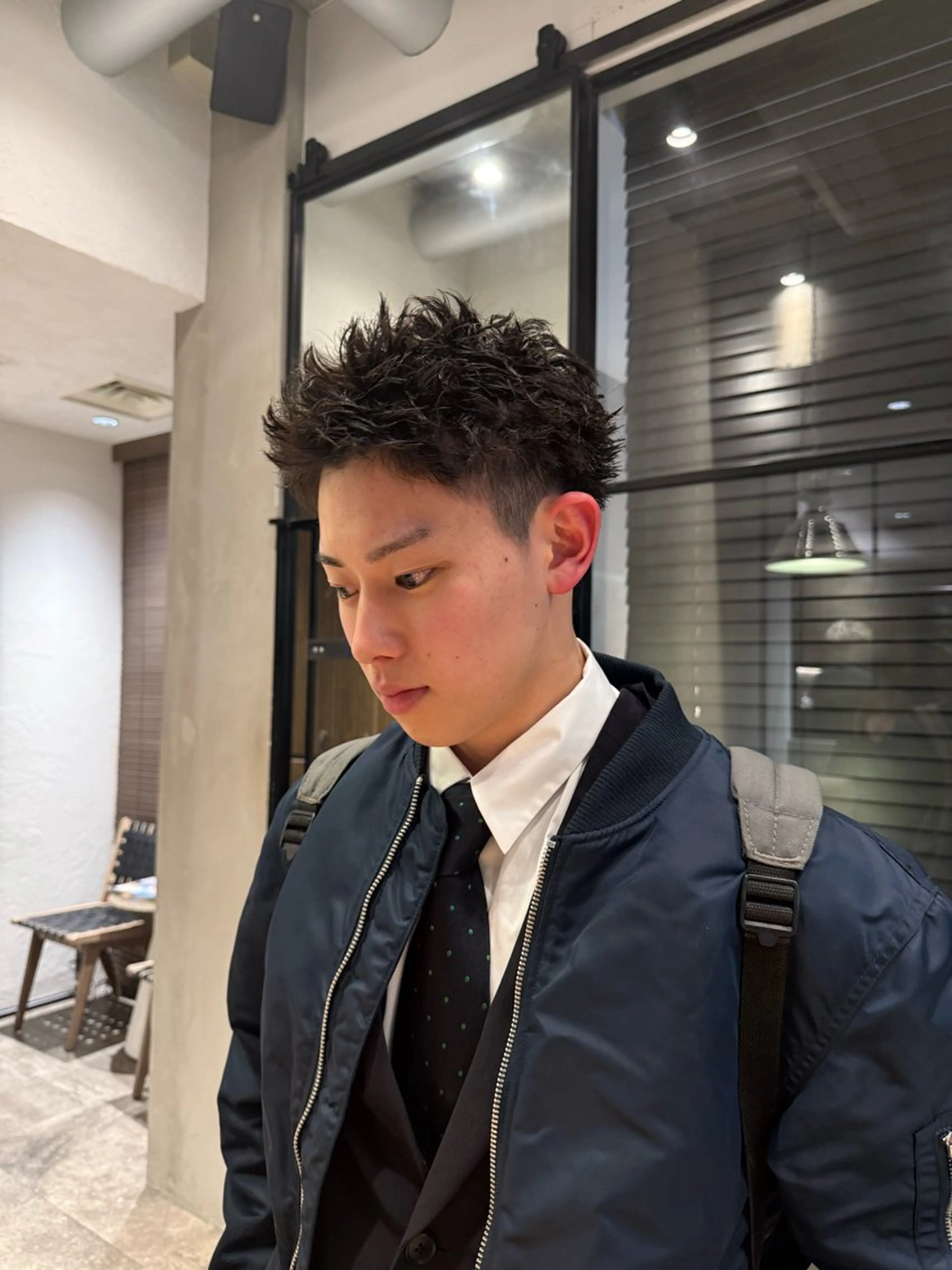 ショート パーマ メンズ メンズパーマ スパイキーショート ショートヘア カット パーマ メンズショート/ピン パーマ/新宿/フウガのヘアスタイル