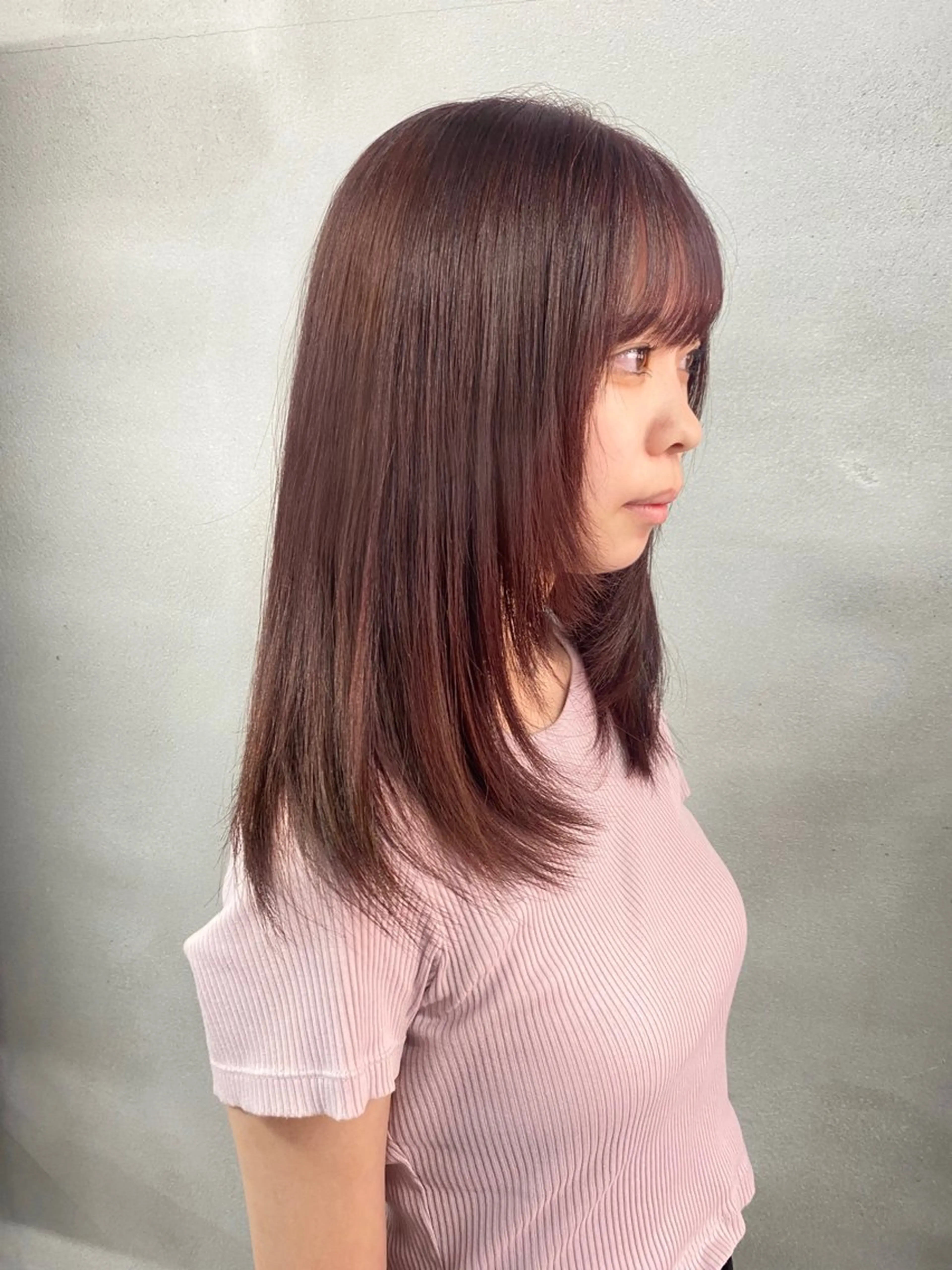 セミロング カラー ブリーチ ブラウンカラー カシス デザインカラー ダブルカラー 柏 デザインカラー/ レイヤー🐣シオリのヘアスタイル