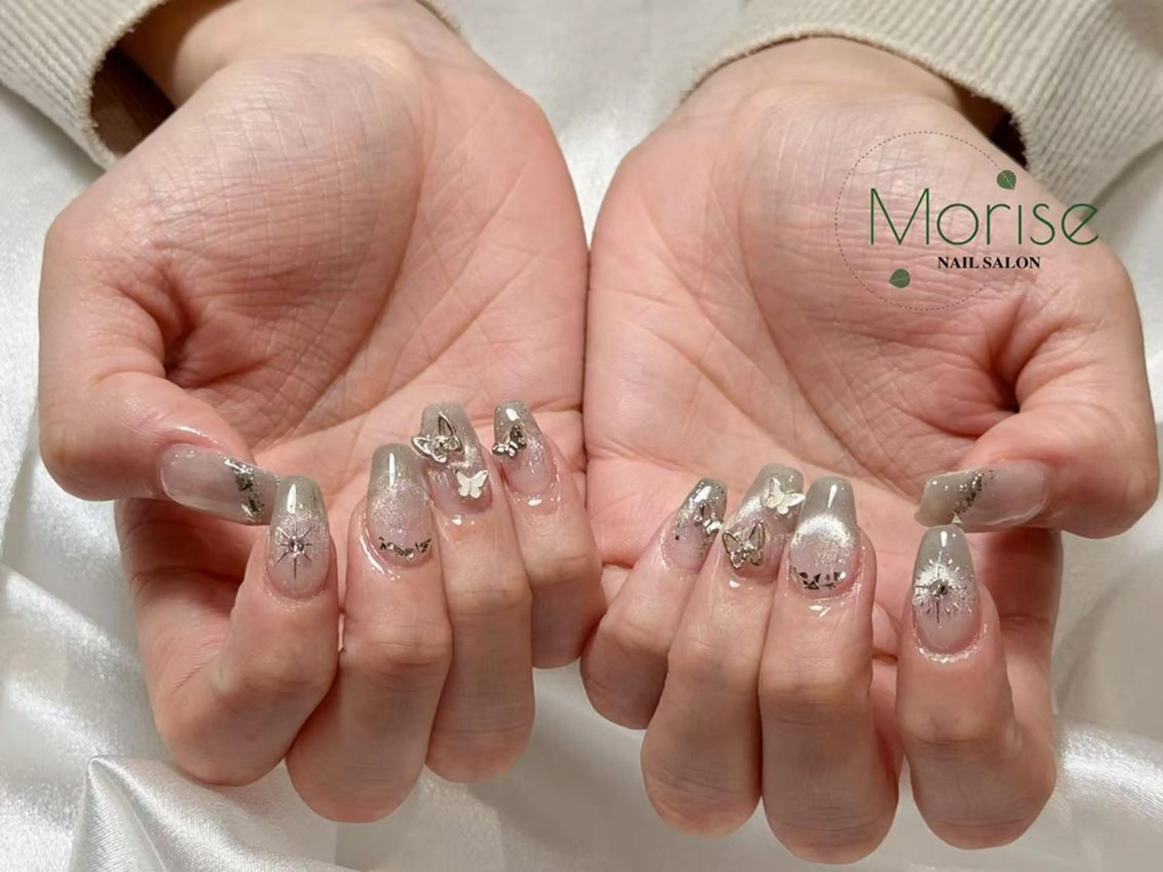 ネイル 長さ出し フレンチネイル ジェルネイル ガラスフレンチ 韓国ネイル MoriseNail Jr研修💜はるかのネイルデザイン