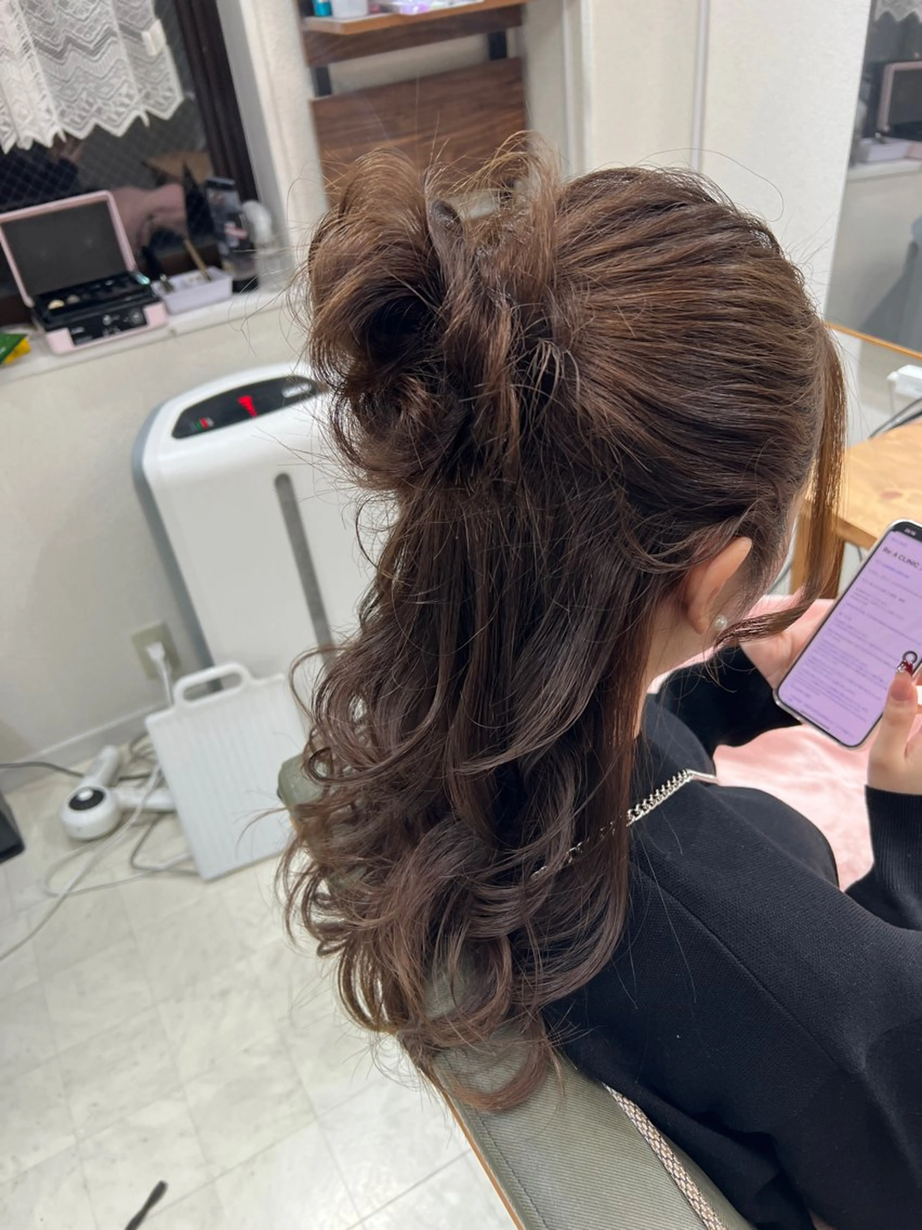 ロング ヘアアレンジ ハーフアップ お団子ヘア 山室 敬義のヘアスタイル