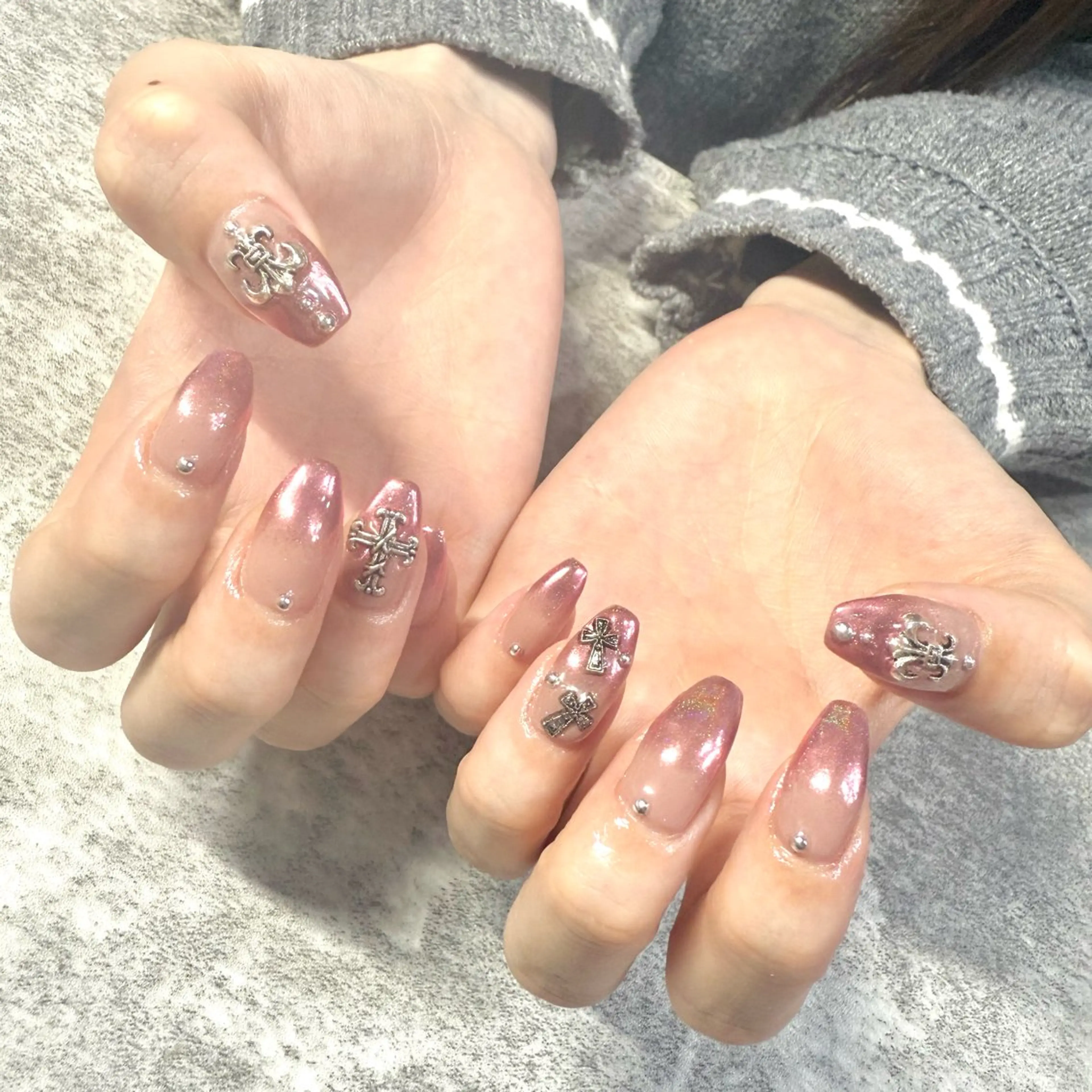 ネイル ミラーネイル ピンク ハンドネイル ★Rinail... .のネイルデザイン