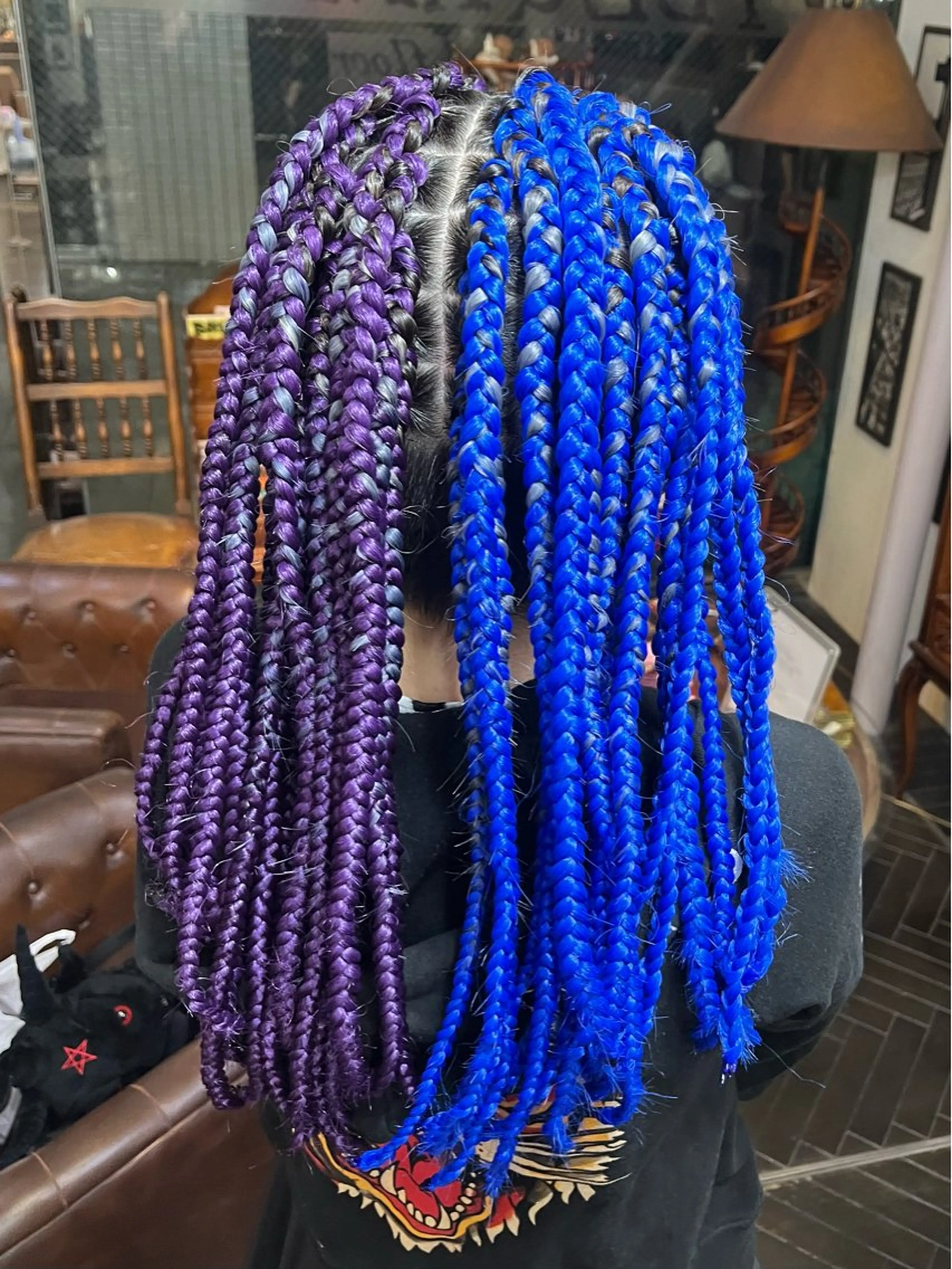 ロング パープルカラー ミホ/ ブリーチ/コーンロウのヘアスタイル