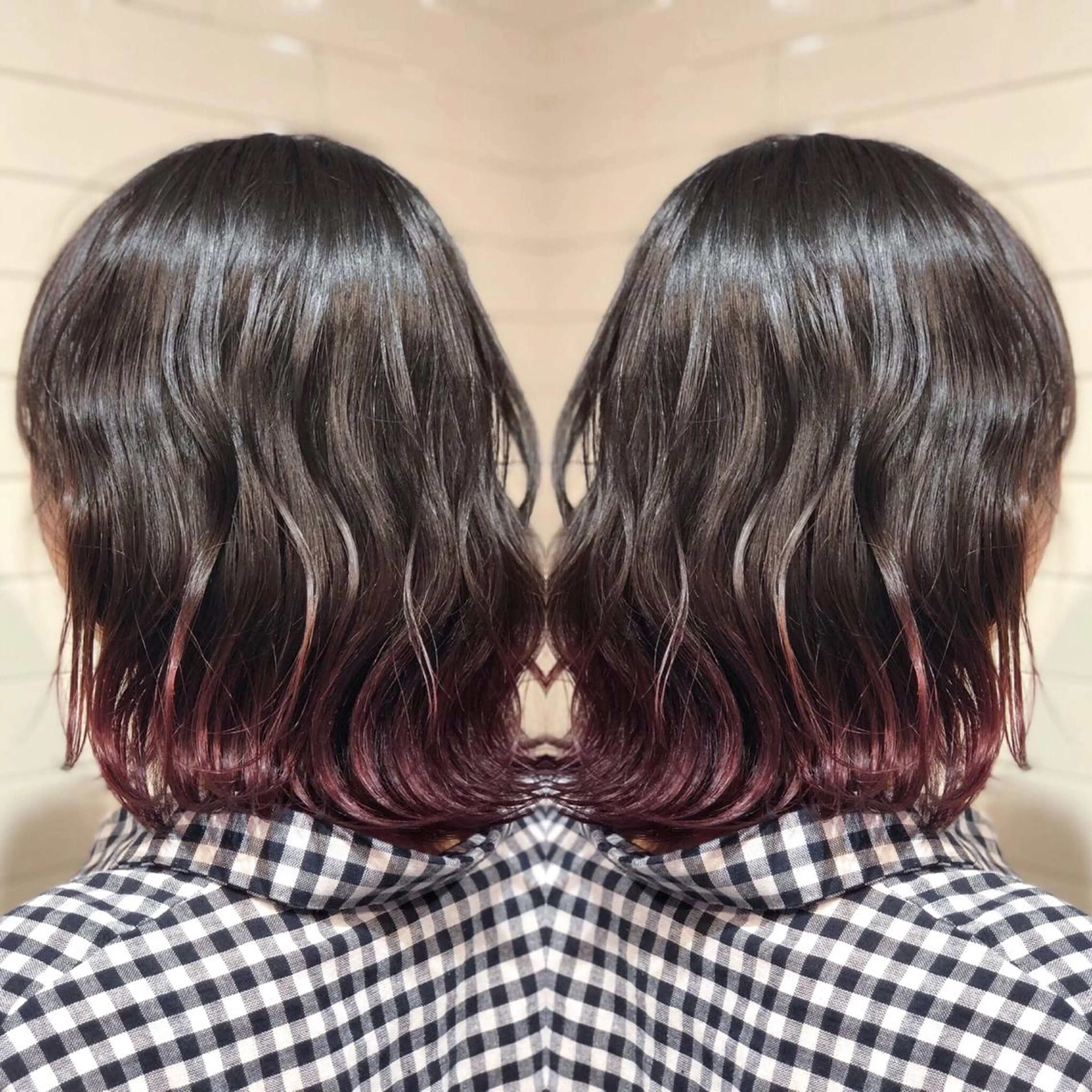 ミディアム カラー ヘアアレンジ 髪質改善×ハイトーン 中田啄也のヘアスタイル