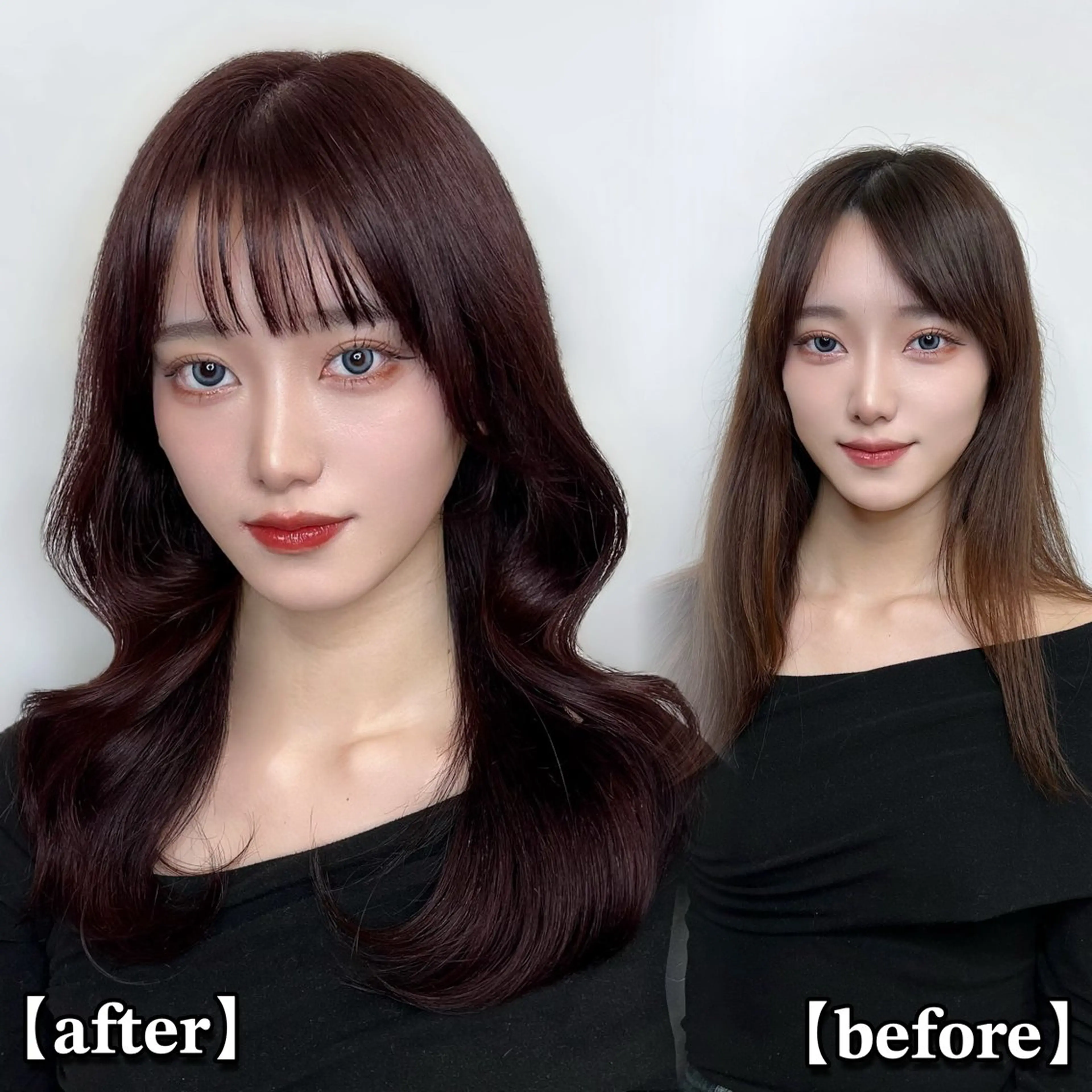 セミロング カラー ヘアアレンジ カシス ピンクカラー 韓国風ヘア レイヤーカット トリートメント 🏅韓国ヘア/新宿/ レイヤー/KSukeのヘアスタイル