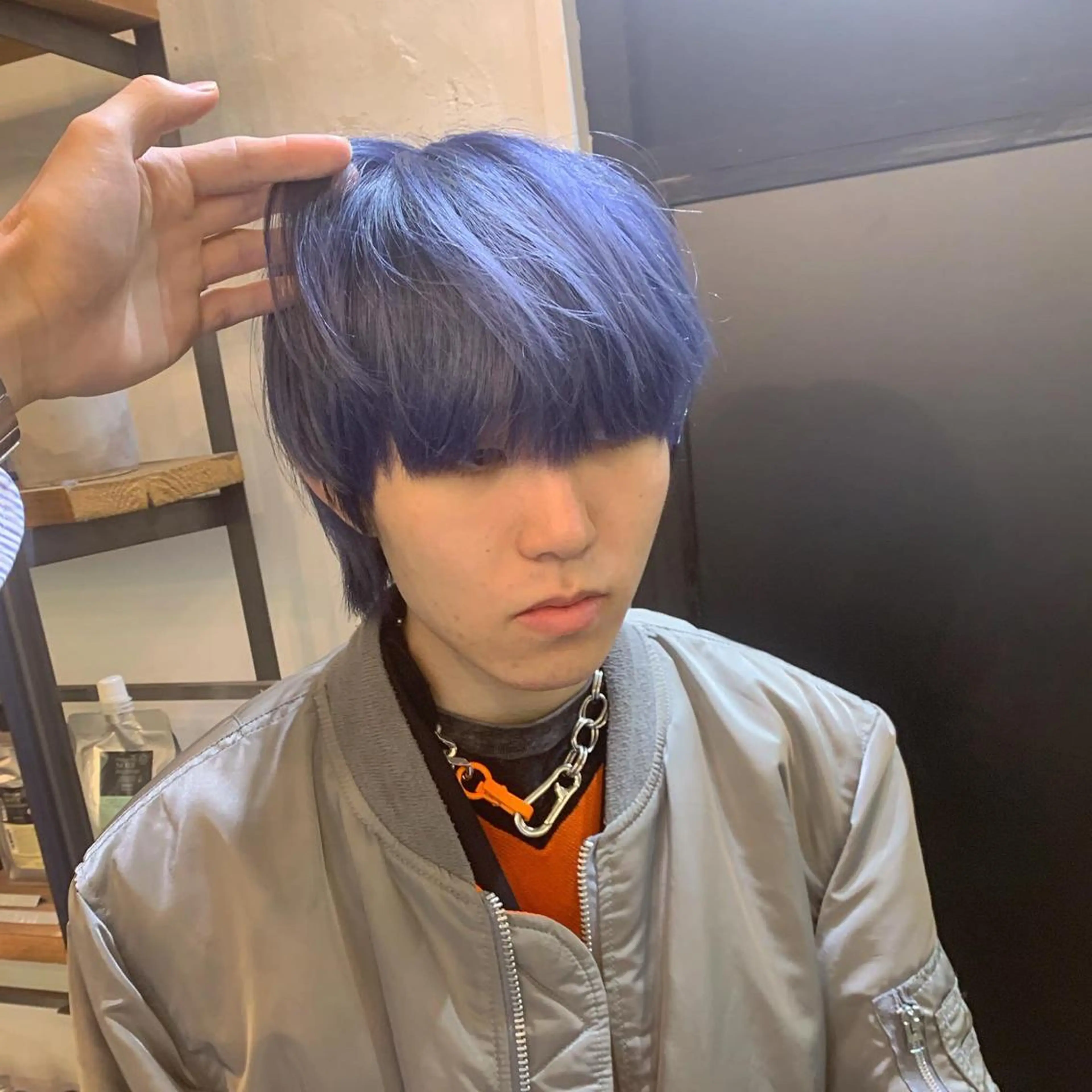 ショート カラー メンズ ブルーカラー ハッシュカット カシマハヤトのヘアスタイル