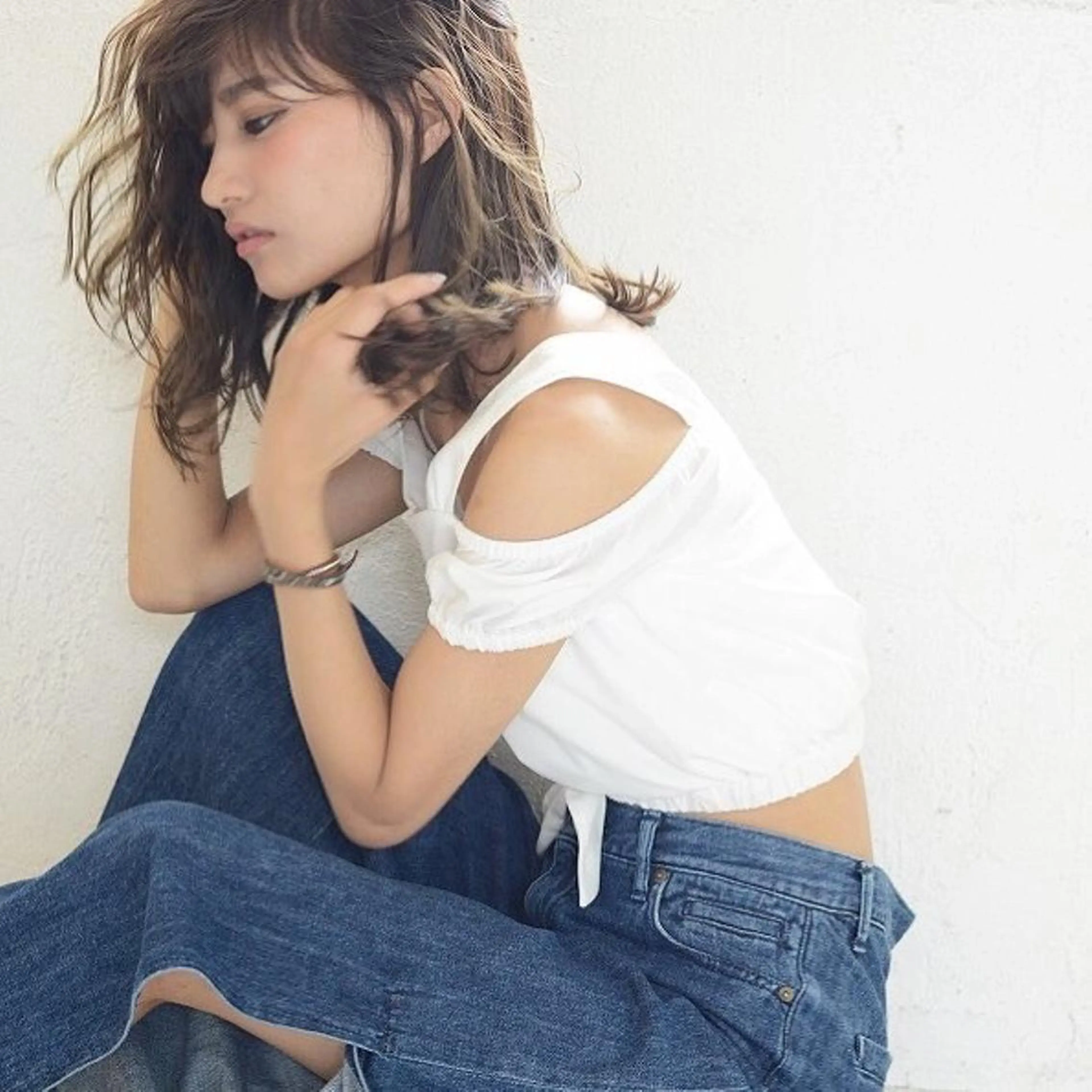 セミロング カラー パーマ ヘアアレンジ 北川大輔🌟 小顔レイヤーカットのヘアスタイル