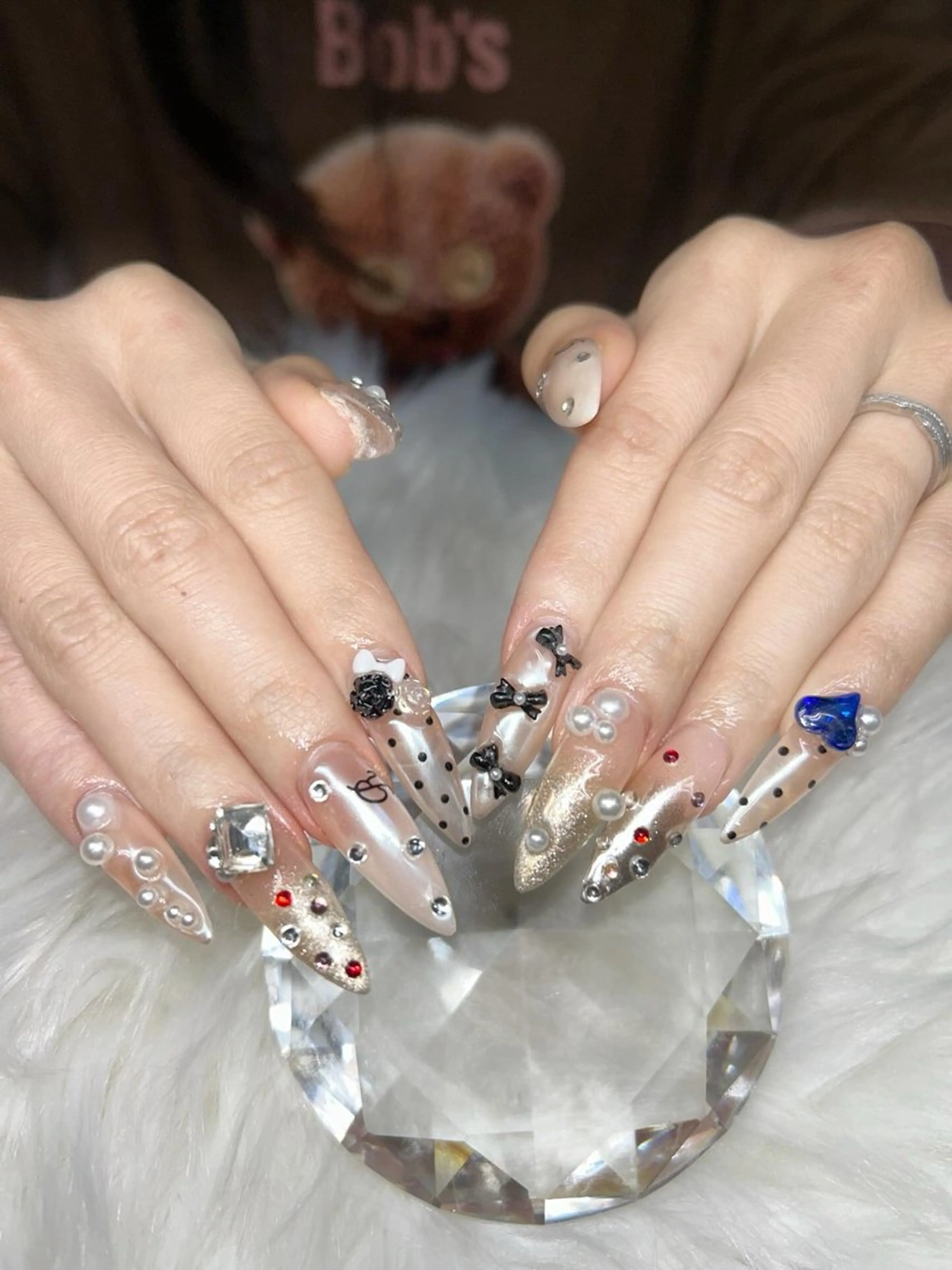 ネイル アートネイル オーロラネイル チークネイル 長さ出し フットネイル Chan nailsのネイルデザイン