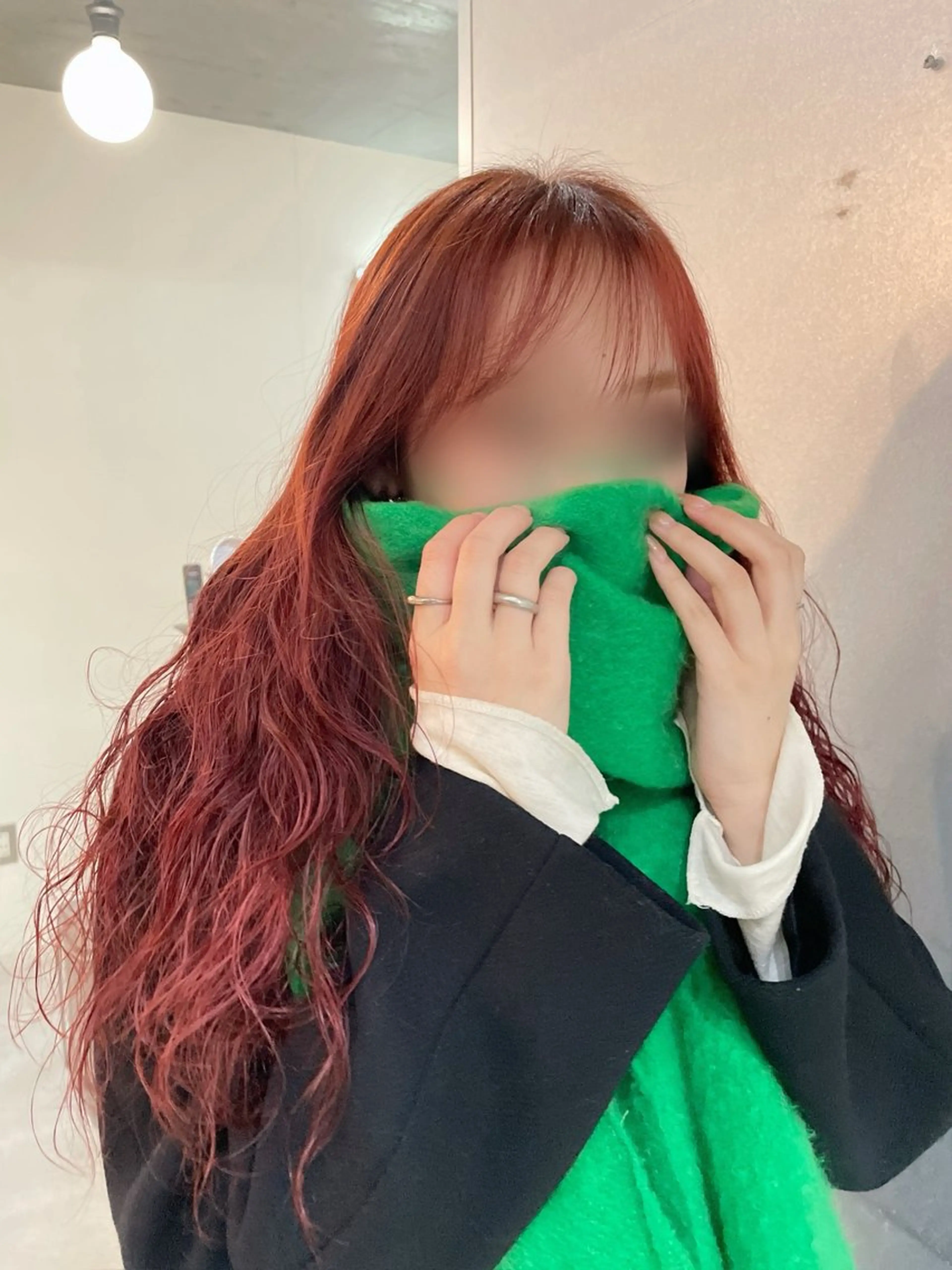 ロング カラー 韓国リアルハッシュ レイヤーカットのヘアスタイル