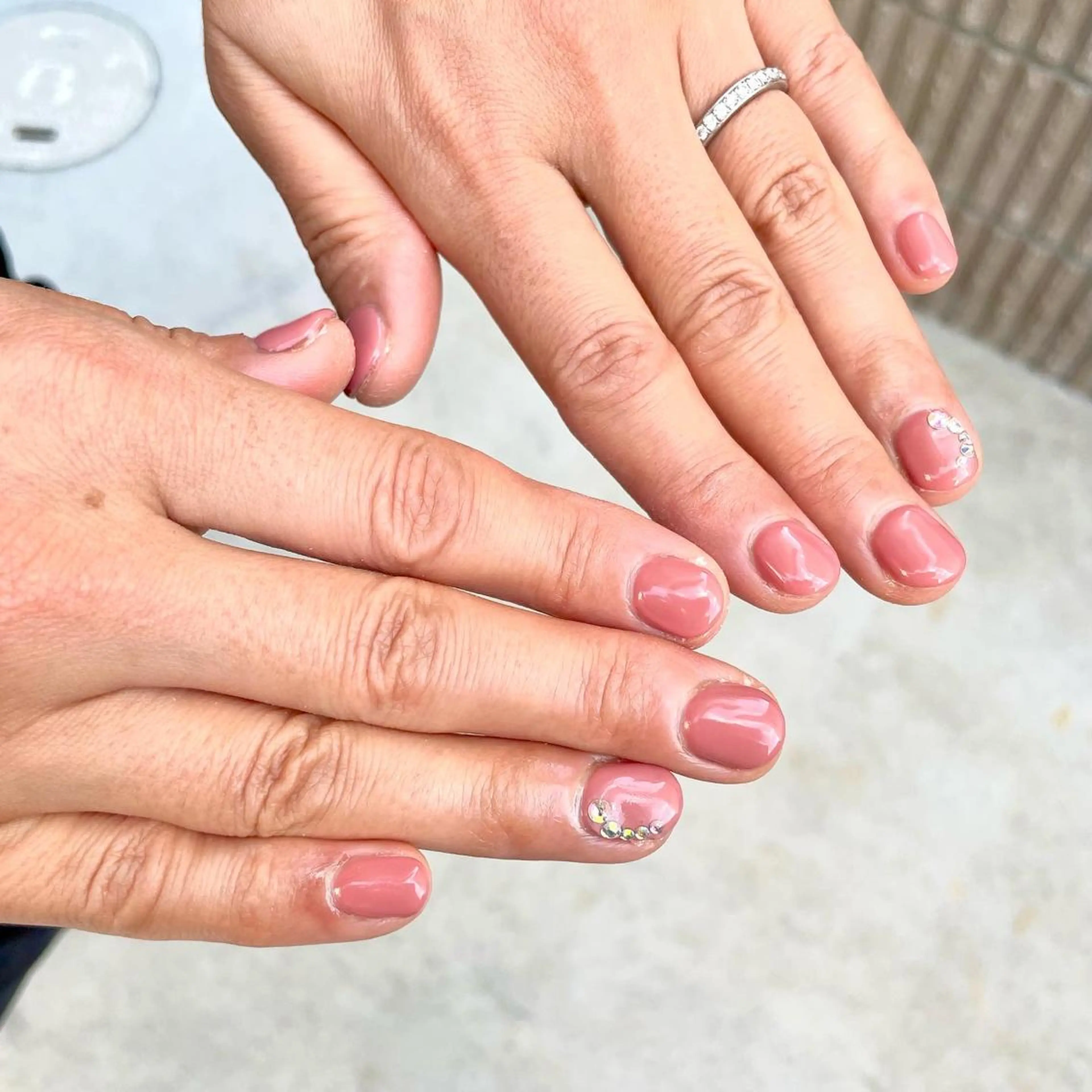 ネイル ワンカラーネイル ストーンネイル Sea  nail by emaのネイルデザイン