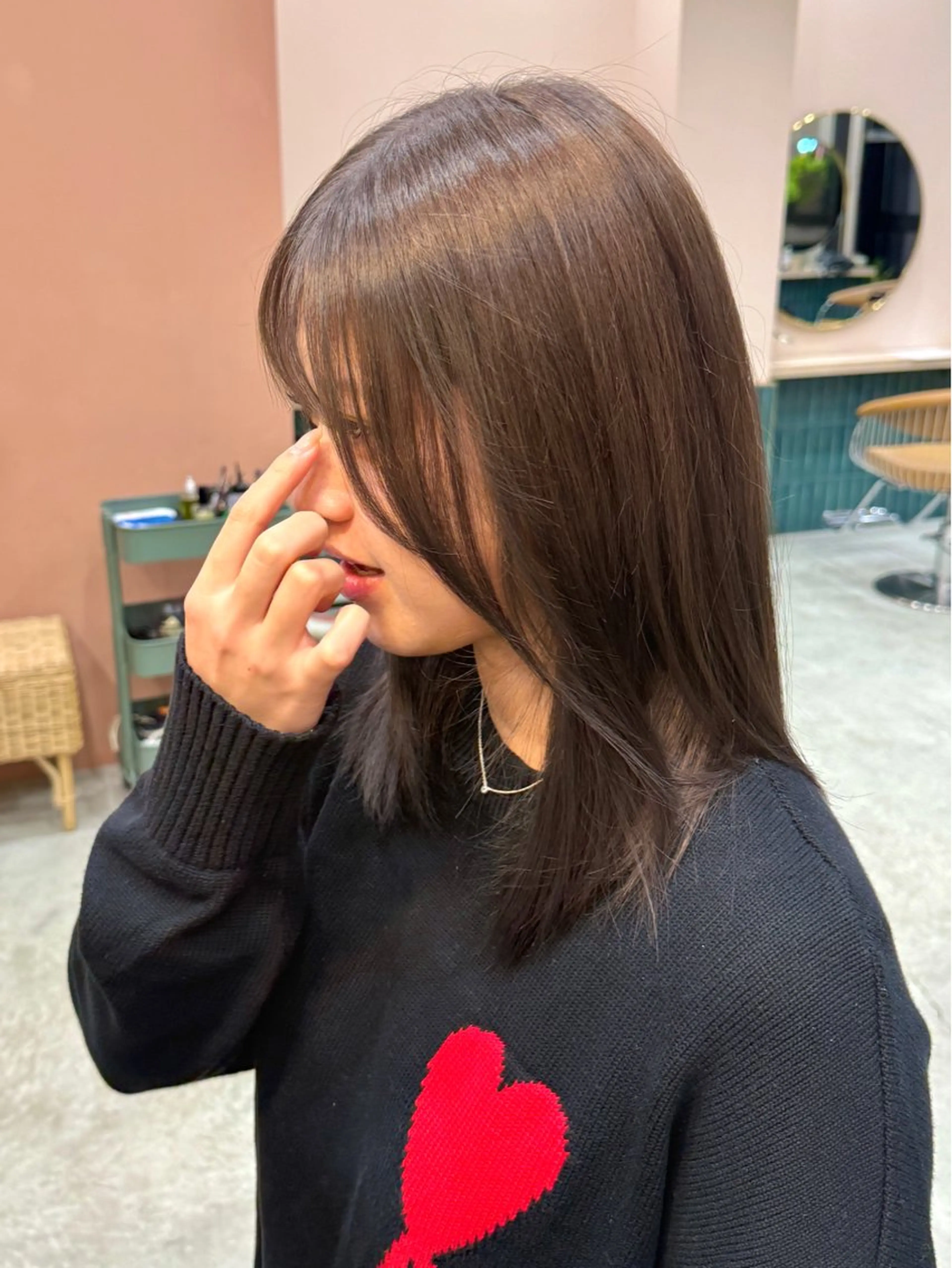 セミロング カラー アッシュ アッシュブラウン ブラウンカラー 透明感カラー レッドカラー ヘアカラー 似合わせカラー／ 松岡茉和🐼🌈🌟のヘアスタイル