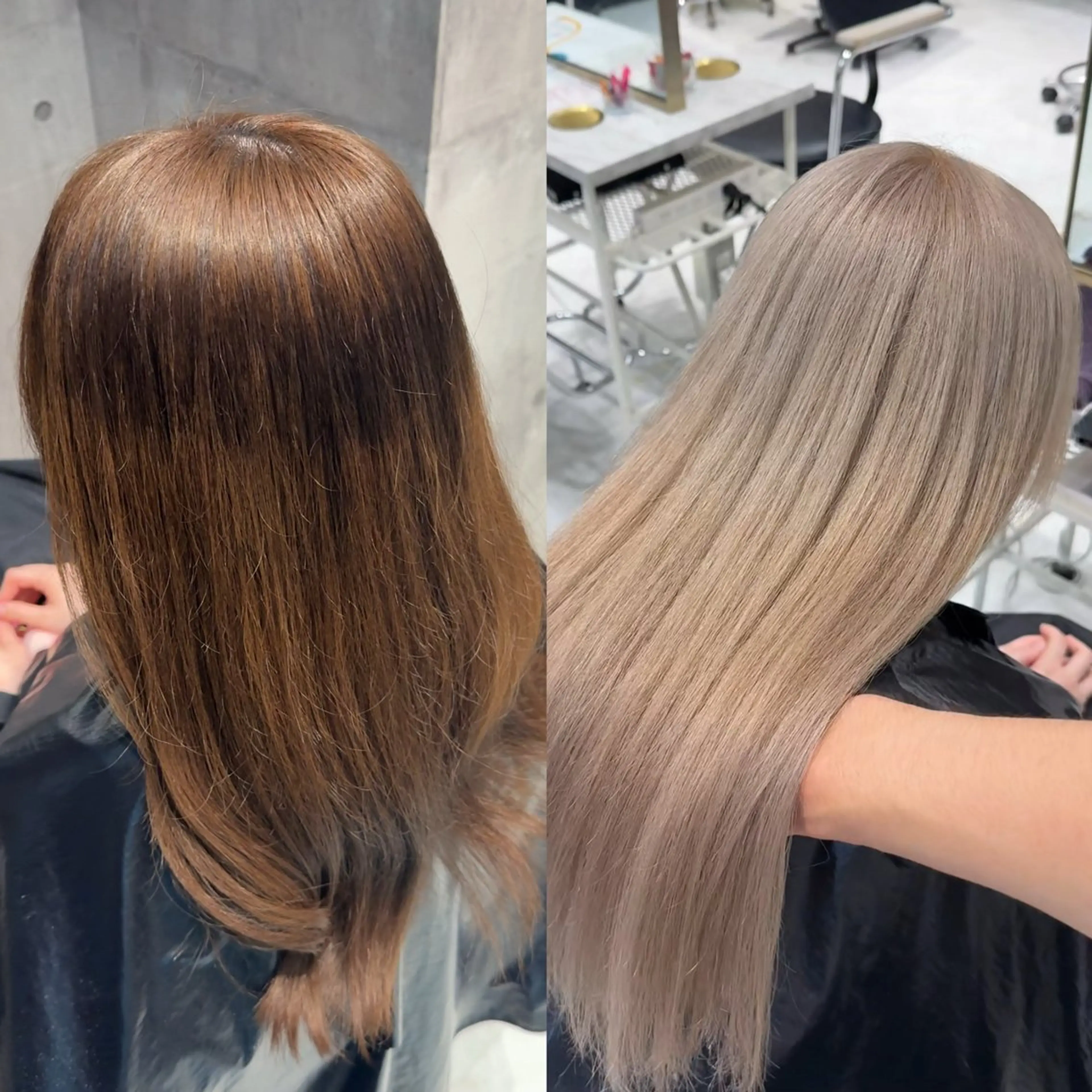 ミディアム カラー ベージュカラー ブリーチ ブロンド ミルクティーベージュ ピンクカラー ヘアカラー 【🥀履歴修正🥀】 ハイトーン職人/拓真のヘアスタイル