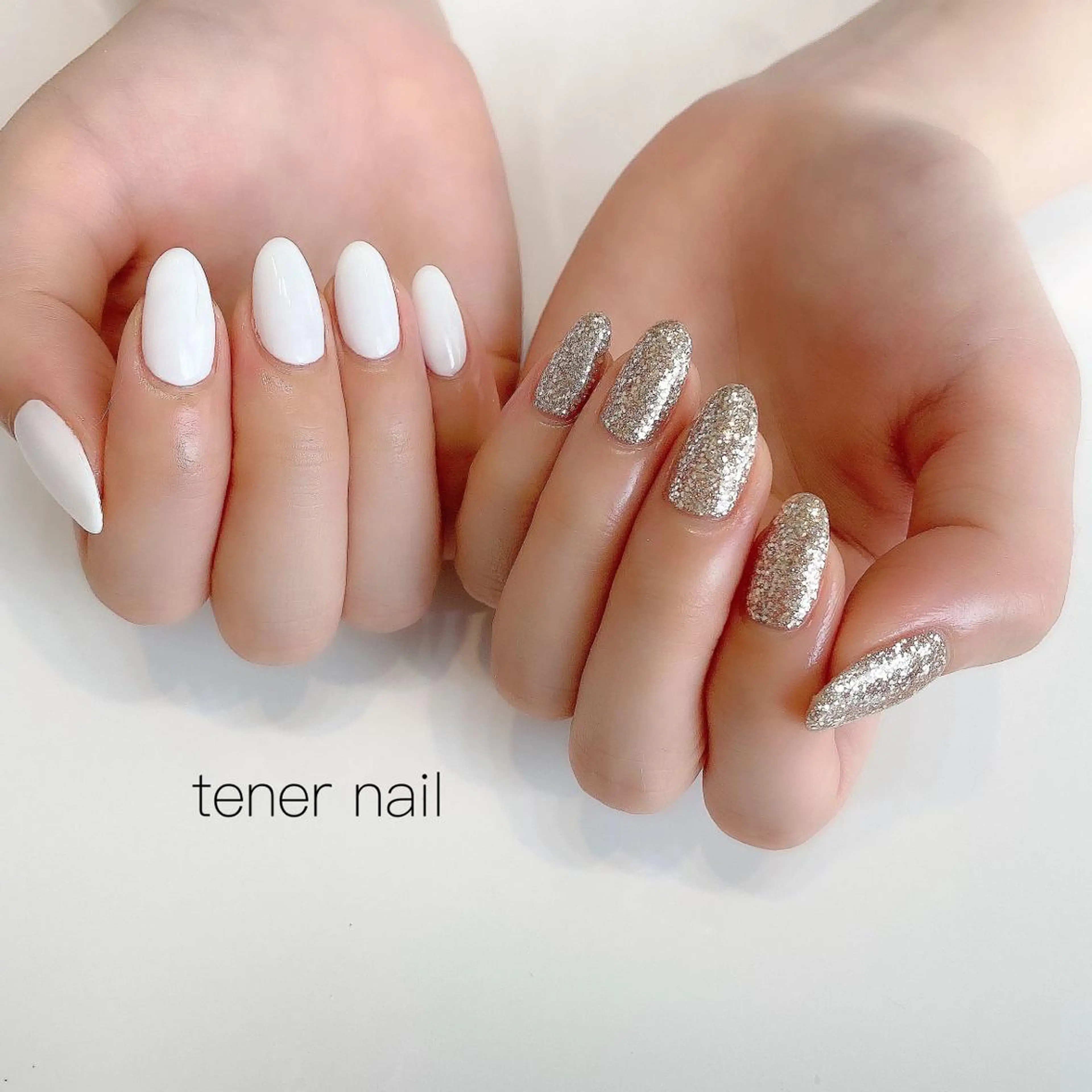 ネイル ラメ(グリッター) ホワイト テネルネイル tener nailのネイルデザイン
