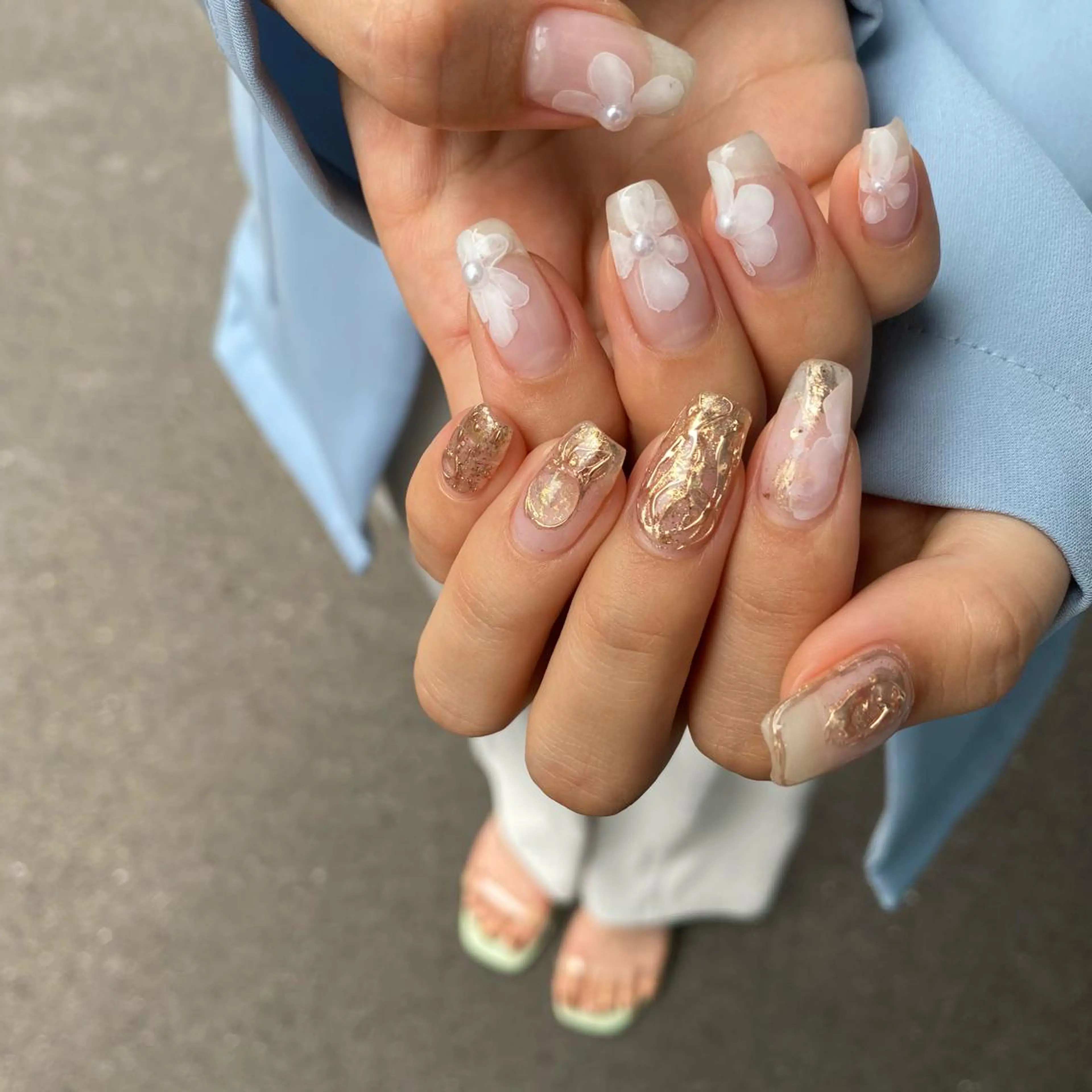 ネイル フラワーネイル キラキラネイル mimin. by felimoのネイルデザイン