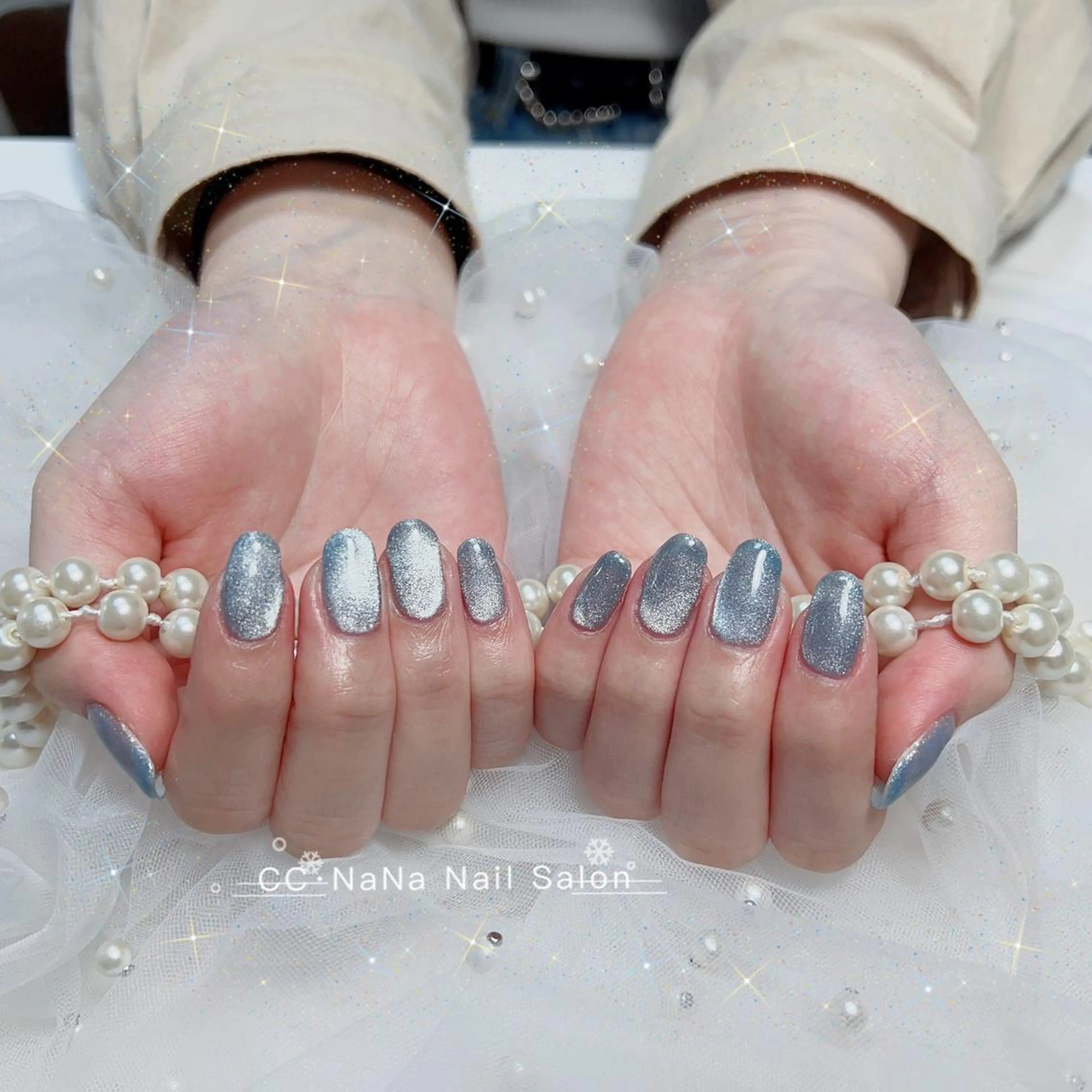 ネイル チークネイル フラッシュネイル ハート キラキラネイル 韓国ネイル ハンドネイル 💎CC・NaNa 韓国風ネイル🌙Cのネイルデザイン