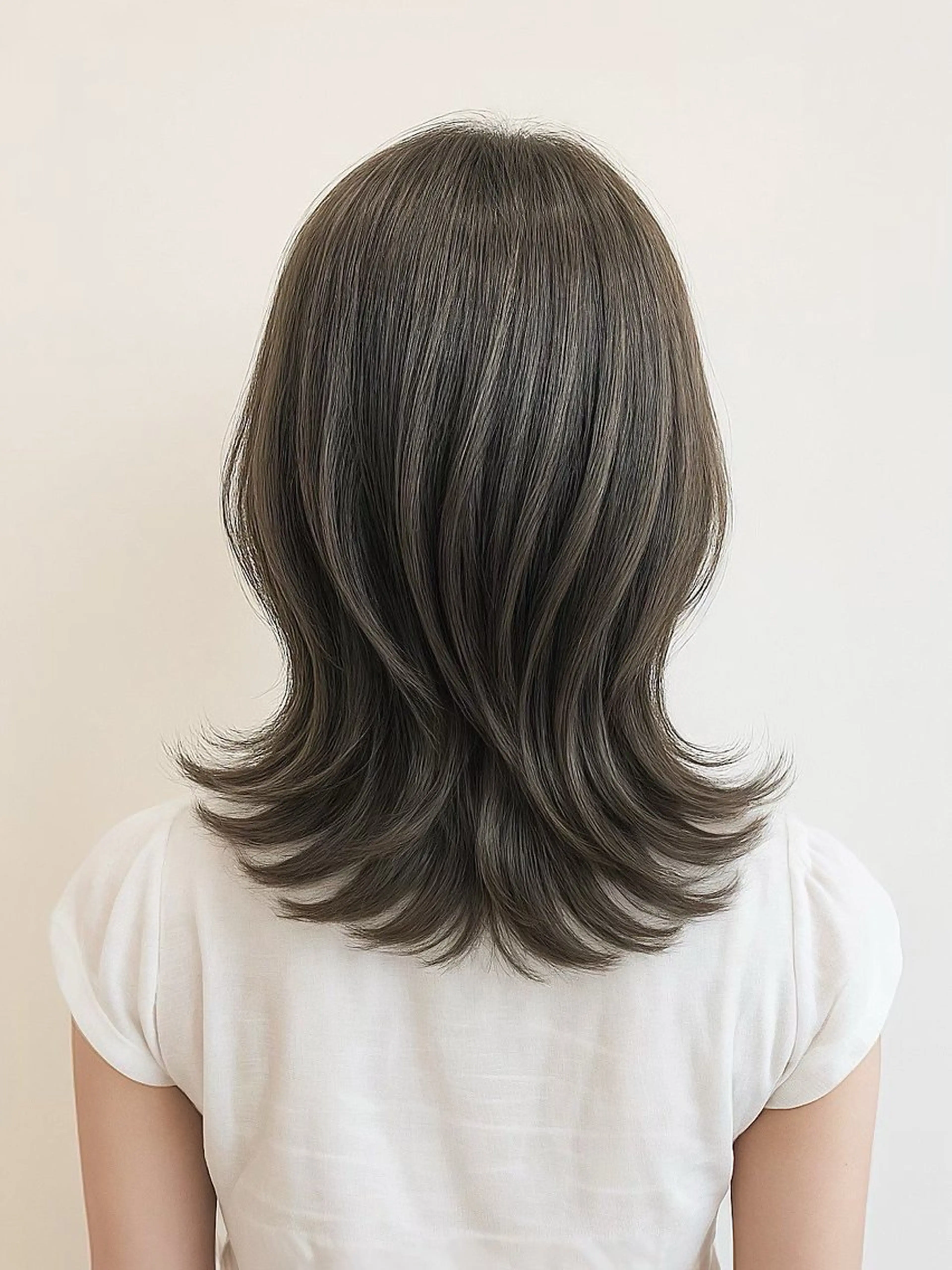 セミロング アッシュ ヘアカラー トリートメント day＆night はるかのヘアスタイル