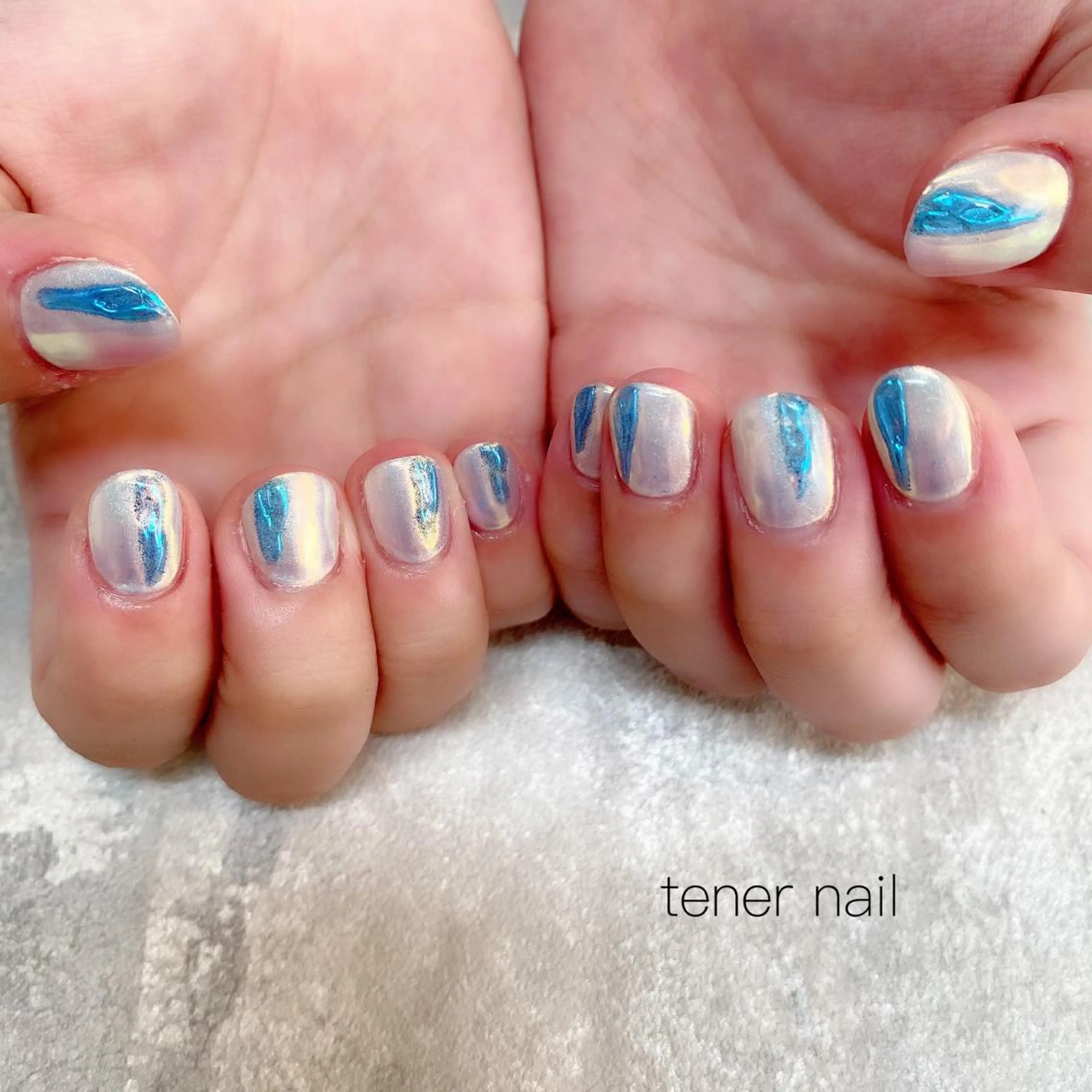 ネイル オーロラネイル ブルー テネルネイル tener nailのネイルデザイン